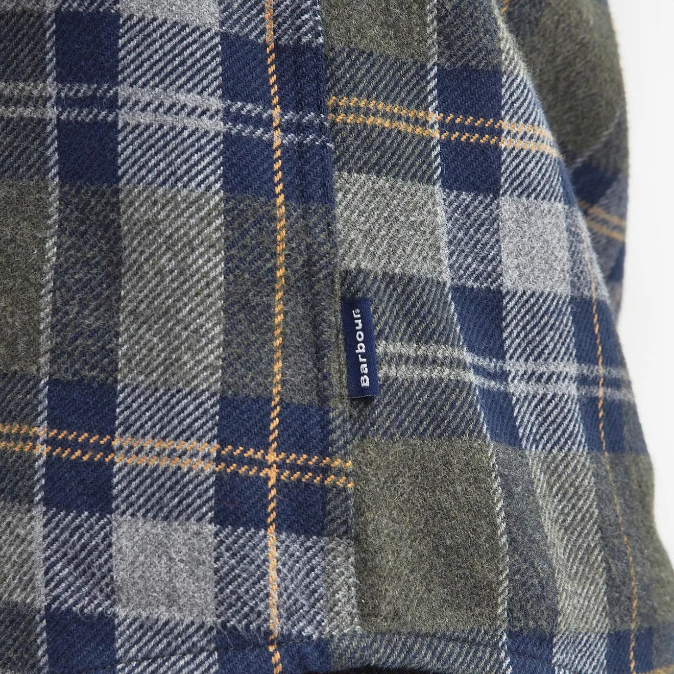 Fitted Silhouette Barbour Snowcap Tailored Checked Shirt Olive Marl