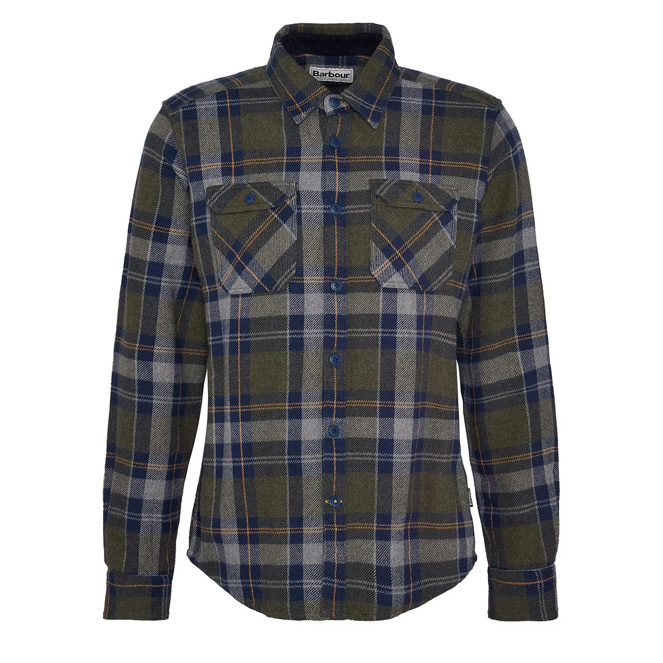Winter Retreat Barbour Snowcap Tailored Checked Shirt Olive Marl