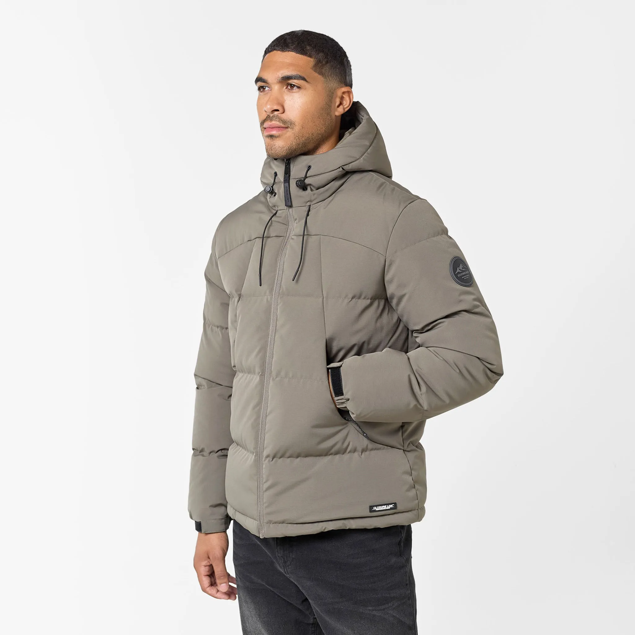 Flexible Joint Mobility Ripstop Racer Puffer Jacket | Washed Khaki