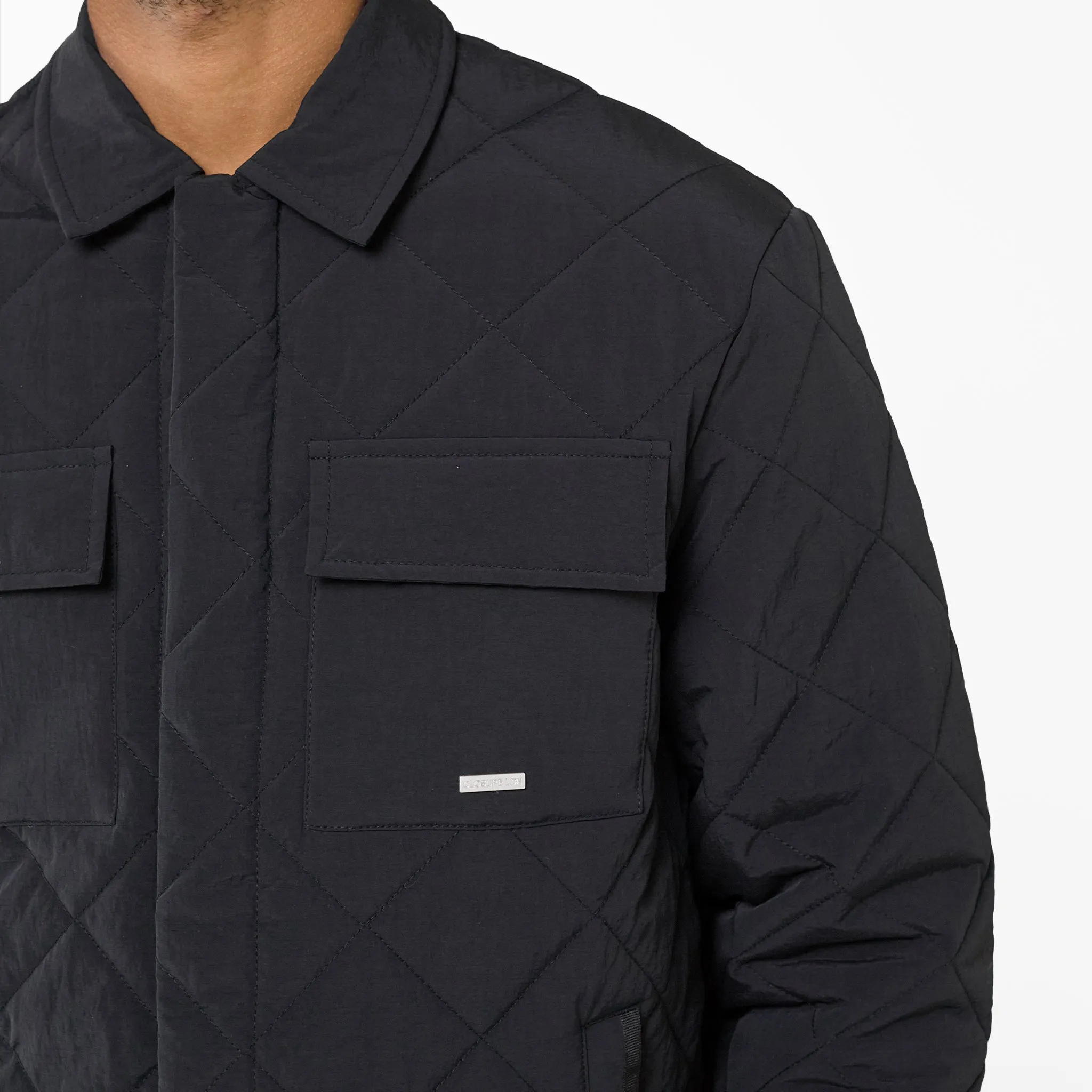 Heat Reflective Lining UV protection layer Quilted Overshirt Jacket | Black