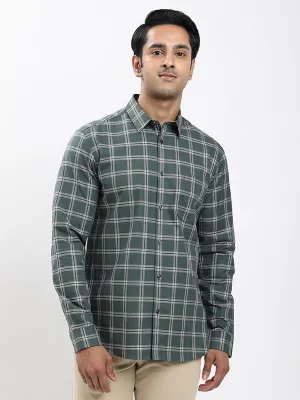 Fall Foliage Distressed finish Men Checked Full Sleeve Cotton Shirt