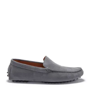 Toe Clear Heel Hug Driving Loafers, slate grey suede