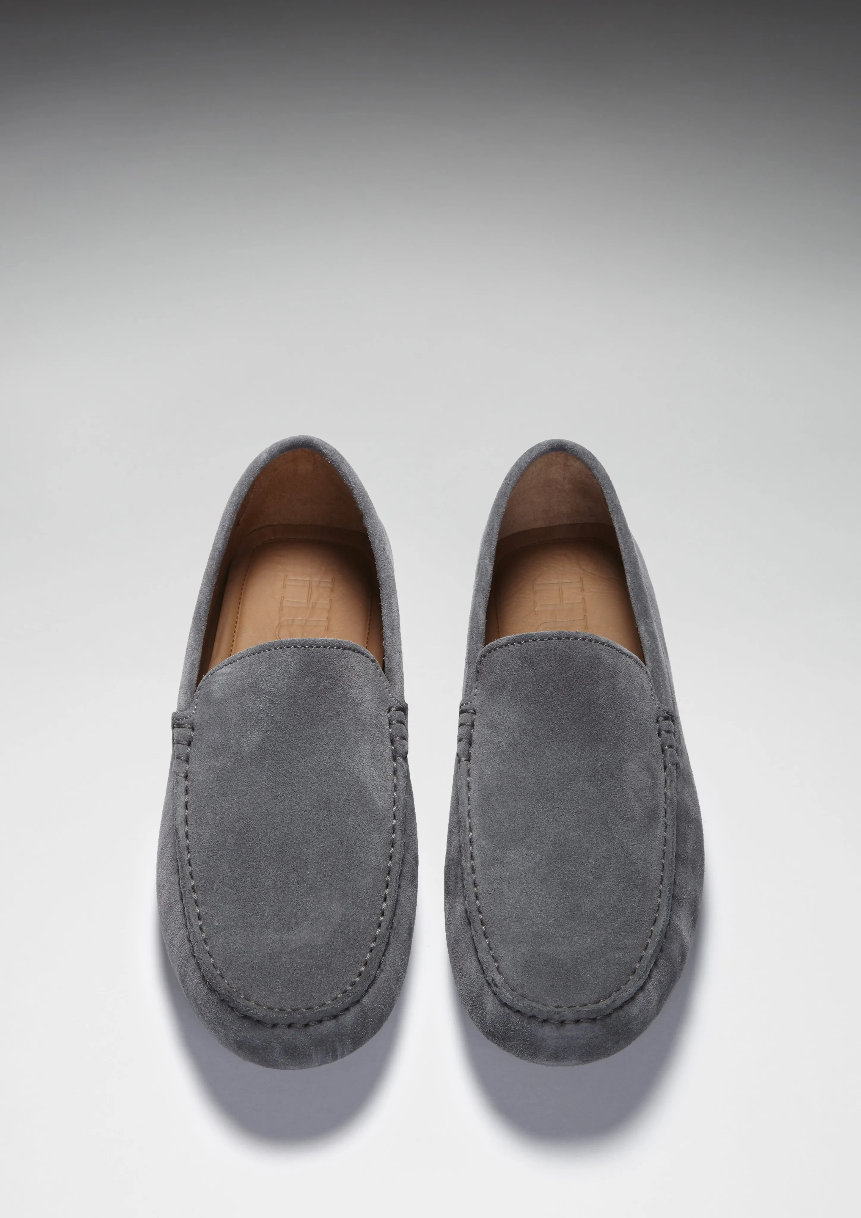 Driving Loafers, slate grey suede Comfortable Padding Sophisticated Look