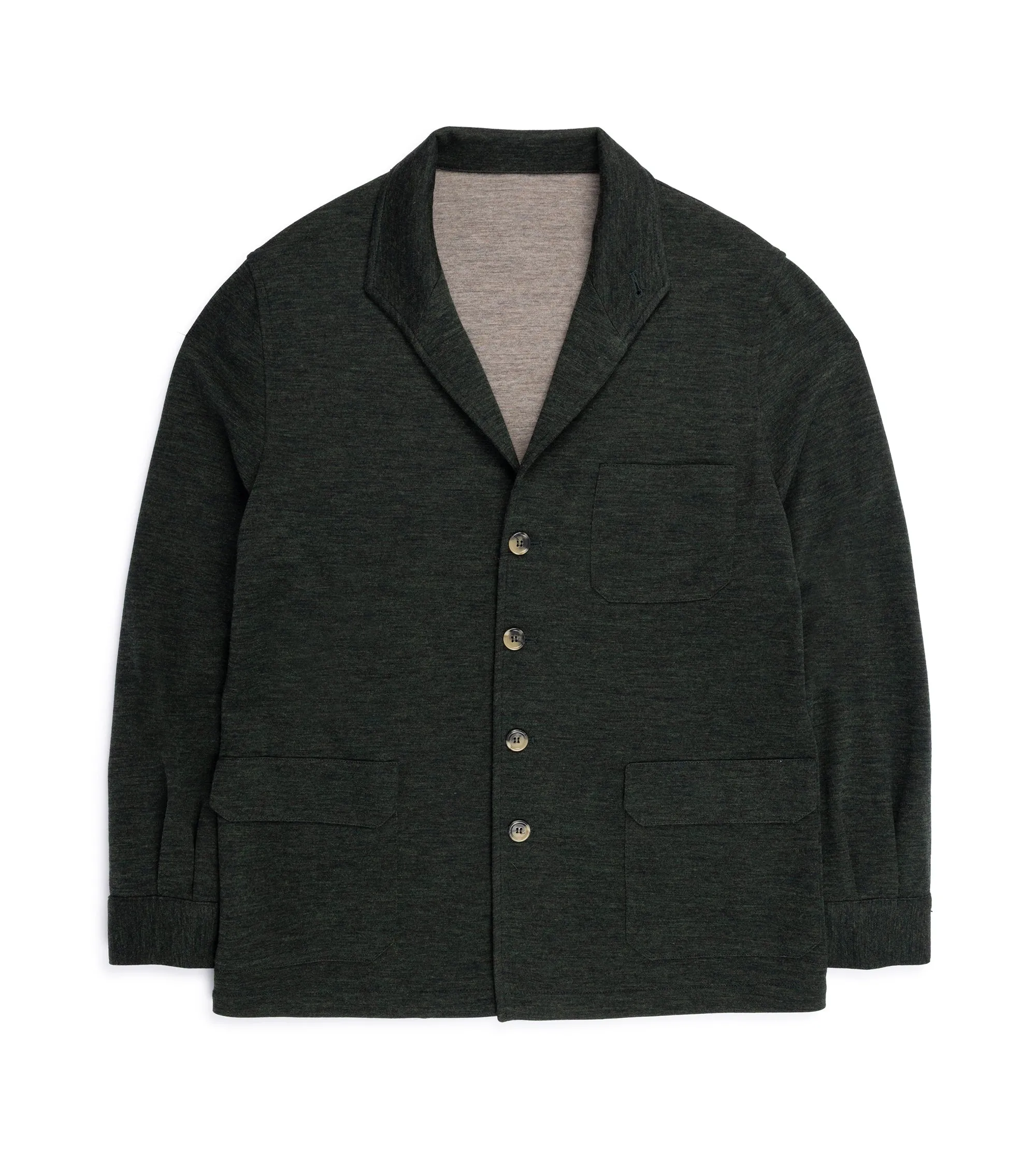 ElasticWaistband Glove Friendly Cuff Design Justo Gimeno Wool Knit Teba Jacket: Olive