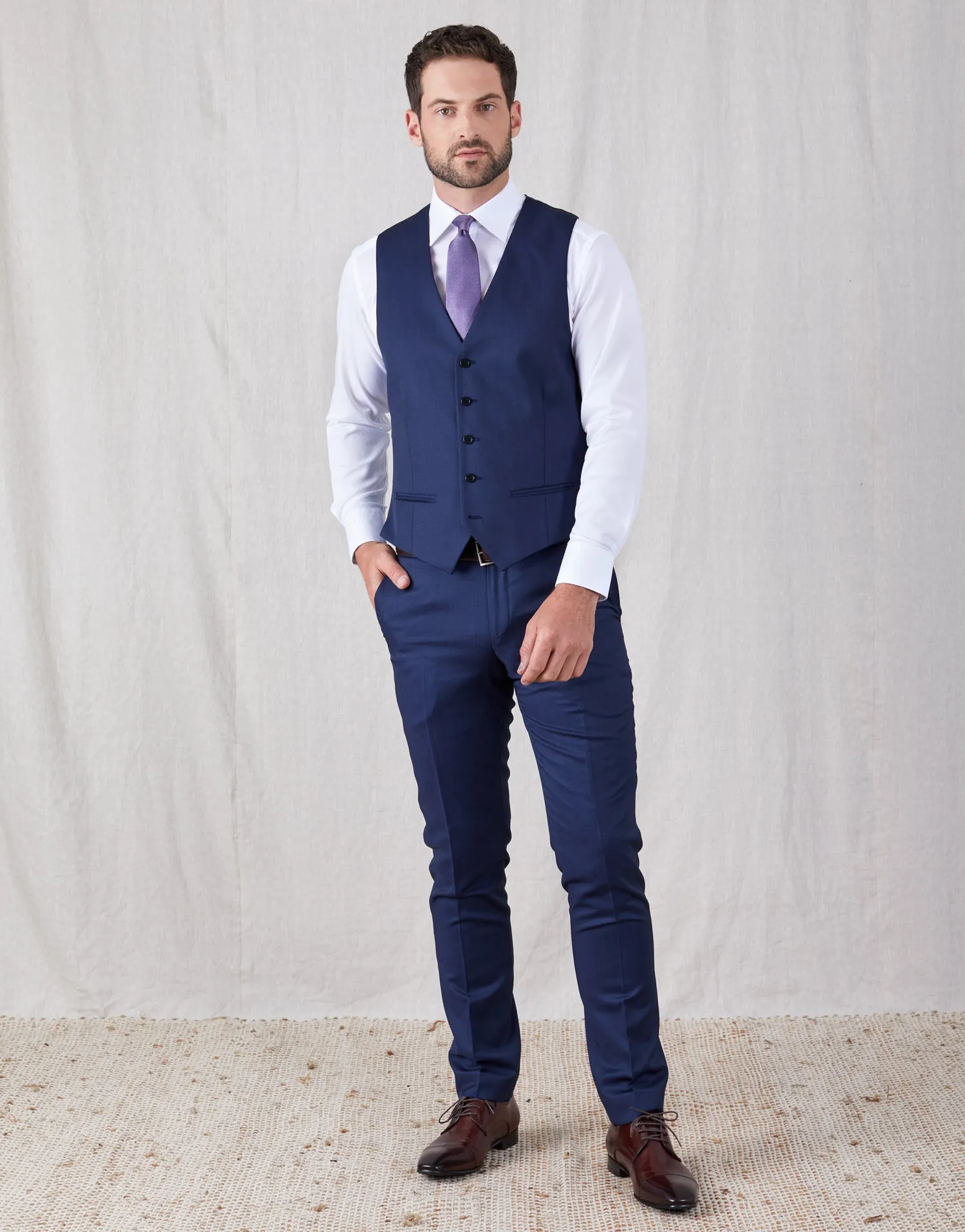 Lotus Blue Nailhead Suit Trouser Quick Wash