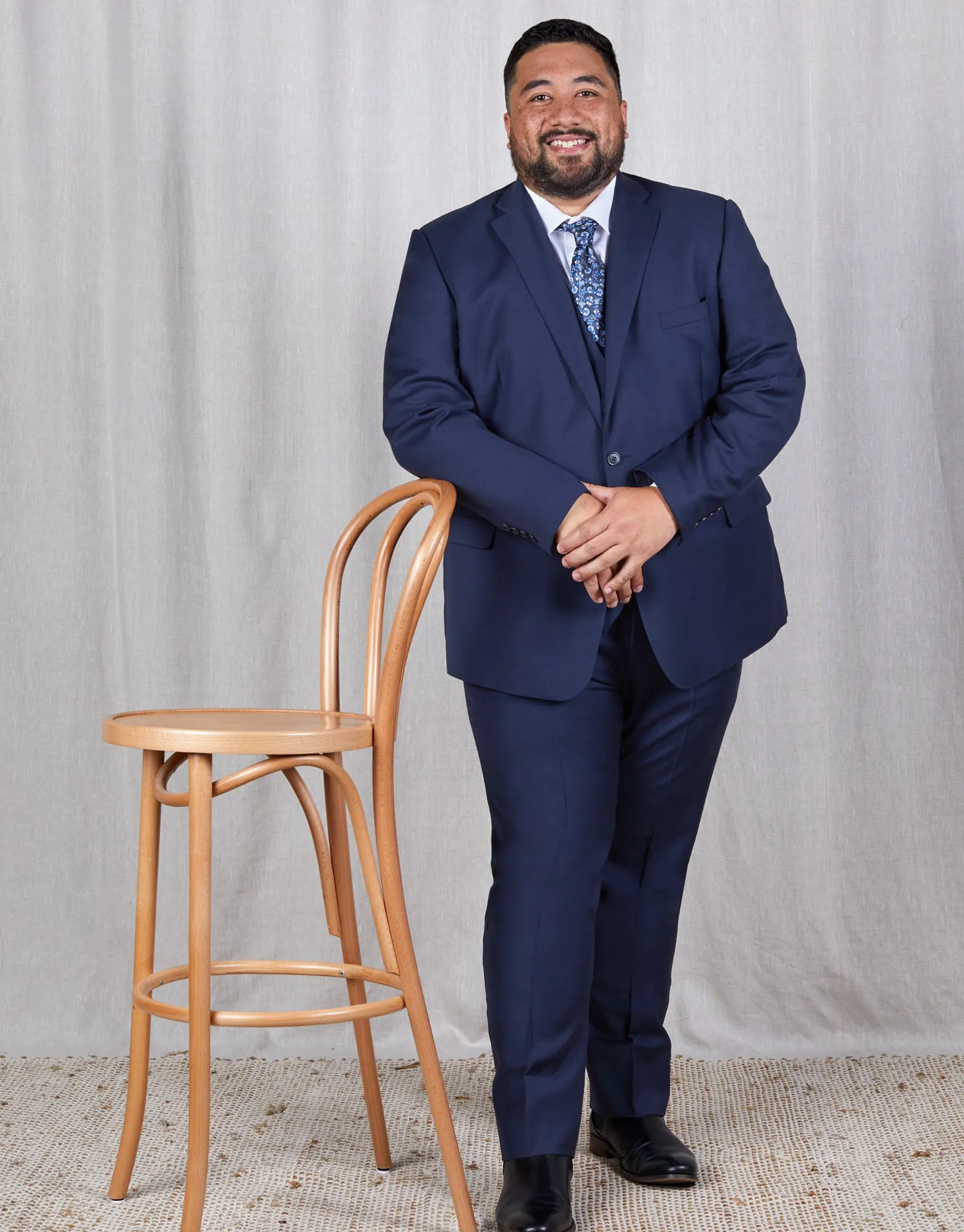 NoBuckleDesign Lotus Blue Nailhead Suit Trouser