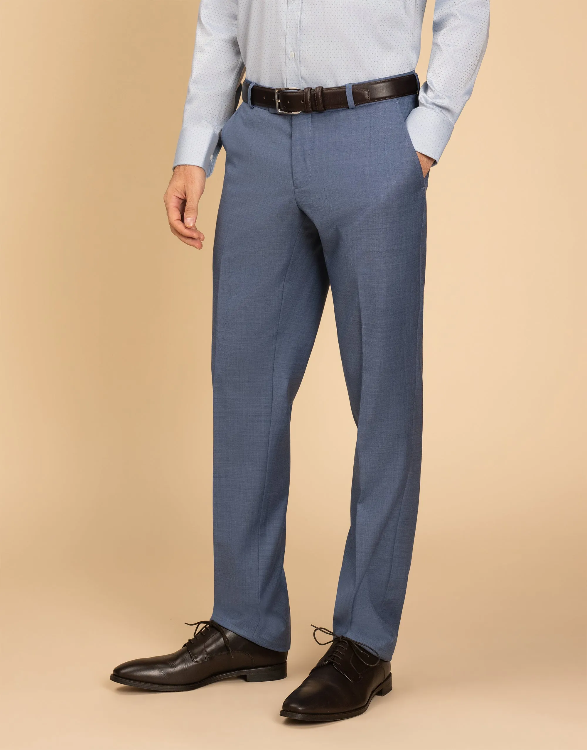 Lotus Pale Blue Sharkskin Suit Trouser Chilly Layering