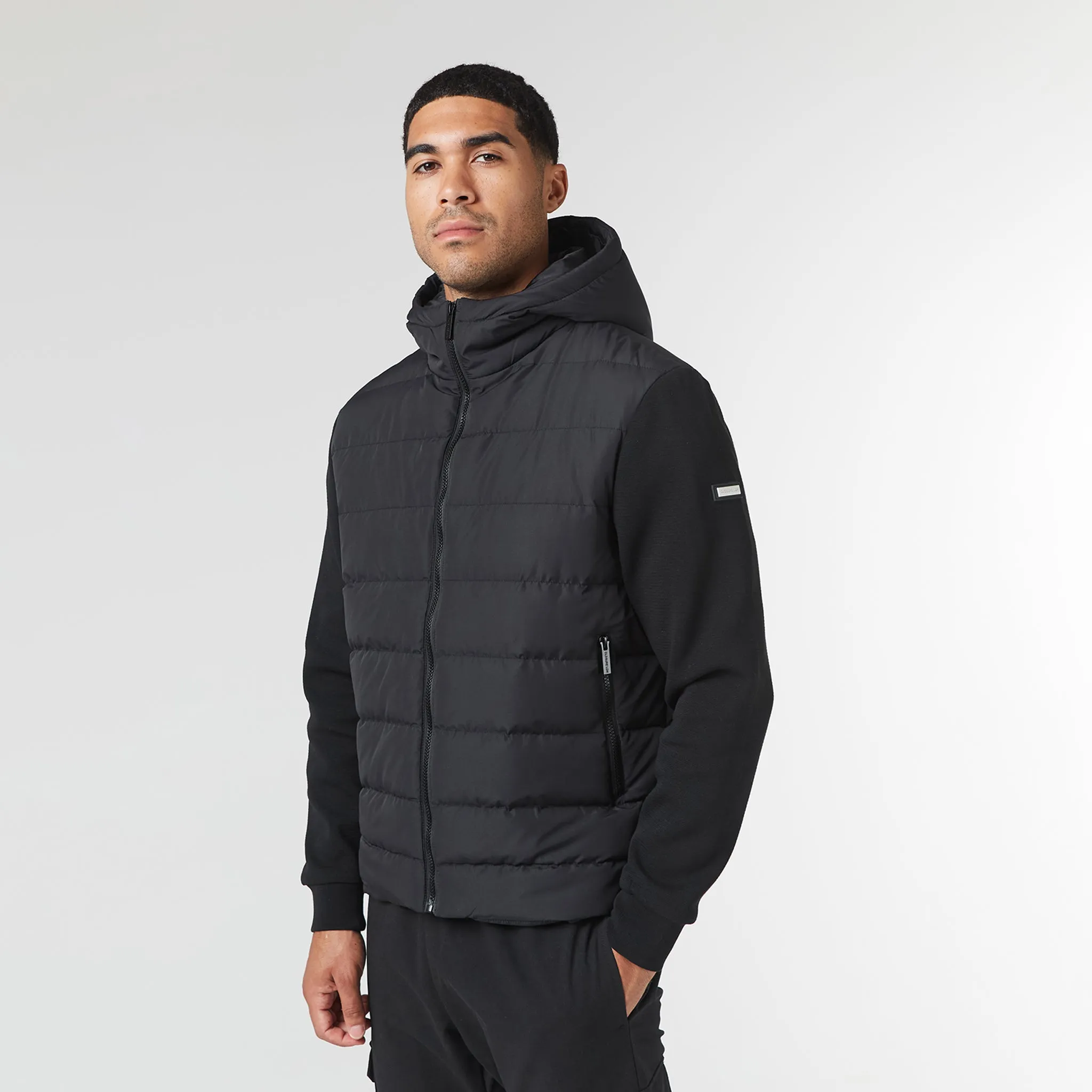 Hooded Hybrid Jacket | Black HeatReflectiveLining Double Layered Fabric