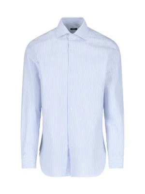 I' Stripe Shirt ?C Light Blue Comfy Wear Weekend Style
