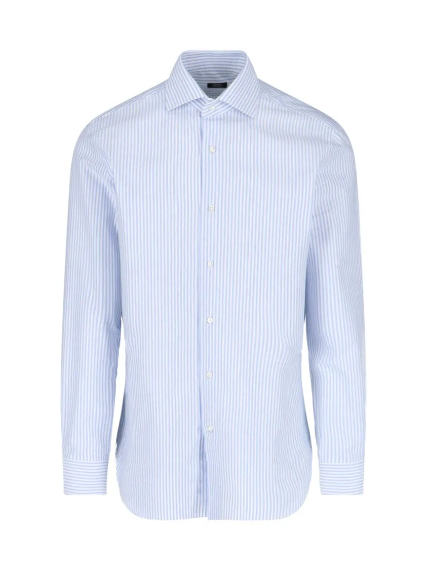 I' Stripe Shirt ?C Light Blue Comfy Wear Weekend Style