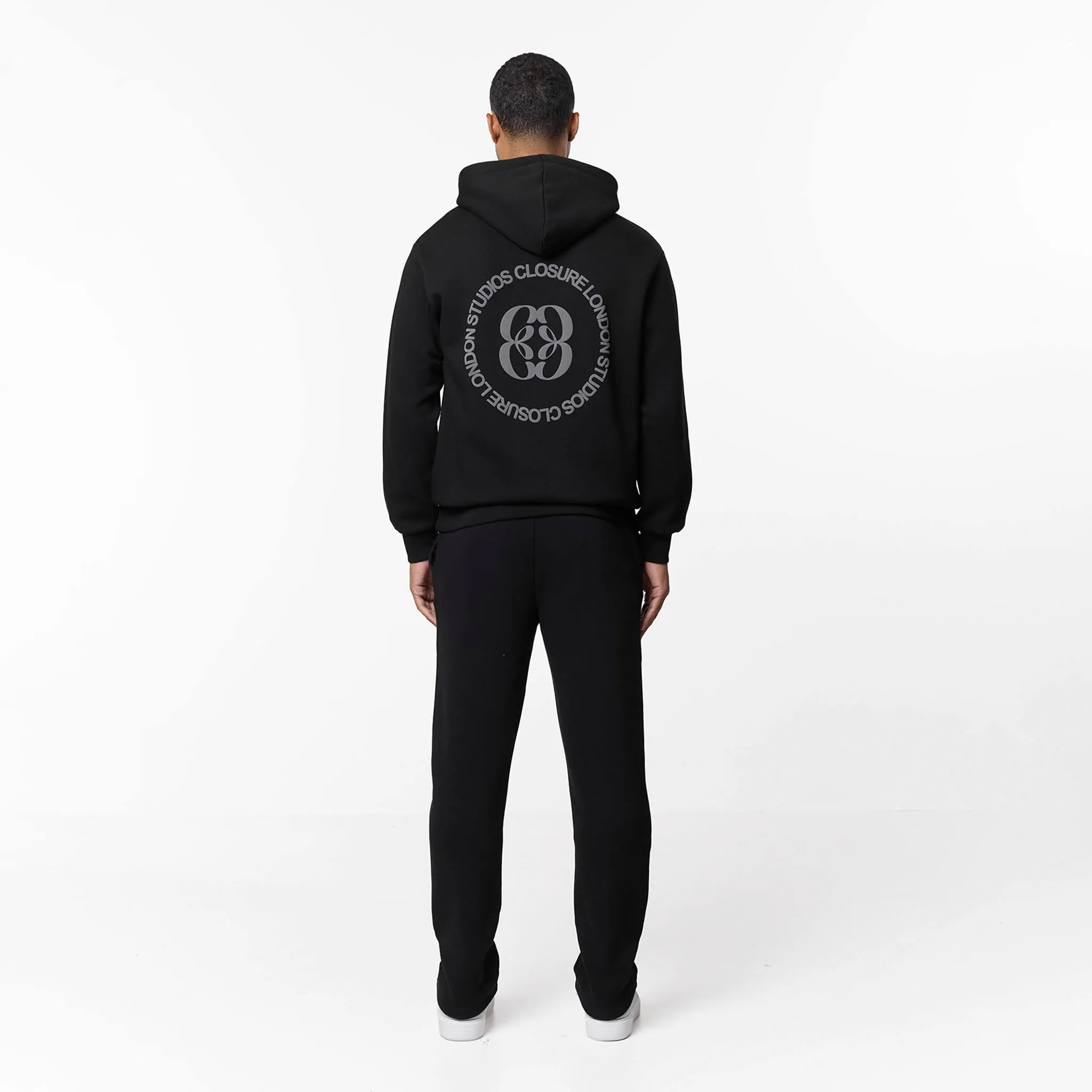 Icon Back Print Relaxed Hoodie | Black Relaxed Street Semi Formal