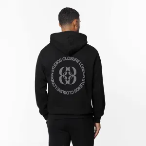 anti pill coating Icon Back Print Relaxed Hoodie | Black