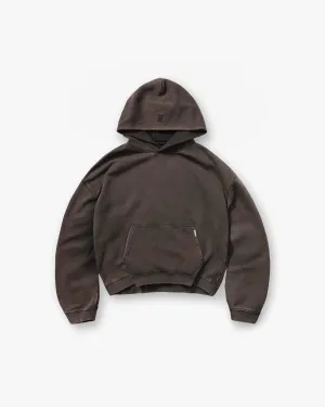 Initial Boxy Hoodie - Coffee Washable