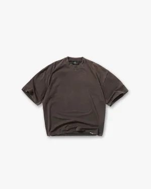 Initial Boxy T-Shirt - Coffee Tight Fit Natural Fiber Blend