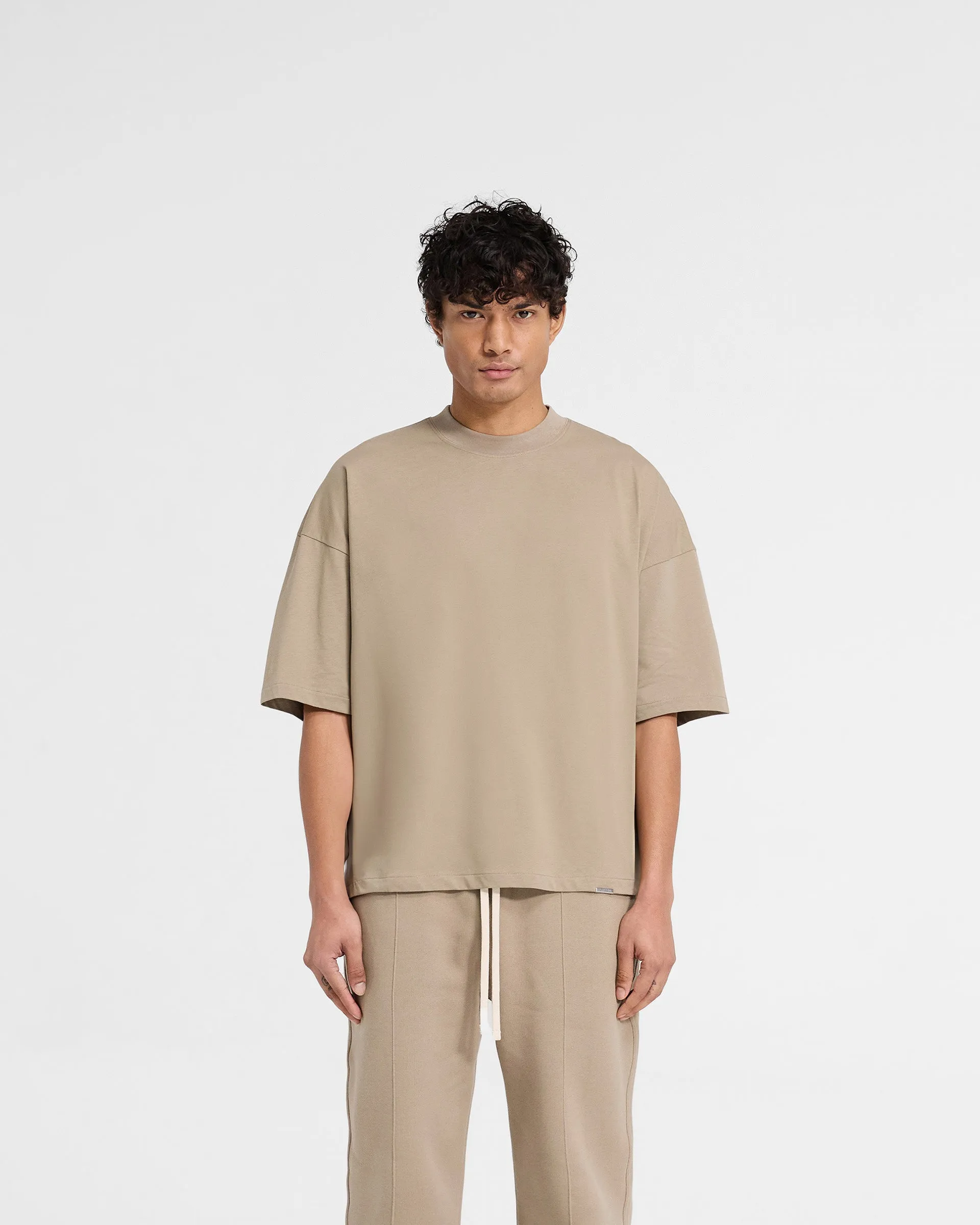 Classic Comfort Comfy Performance Wear Initial Boxy T-Shirt - Dune
