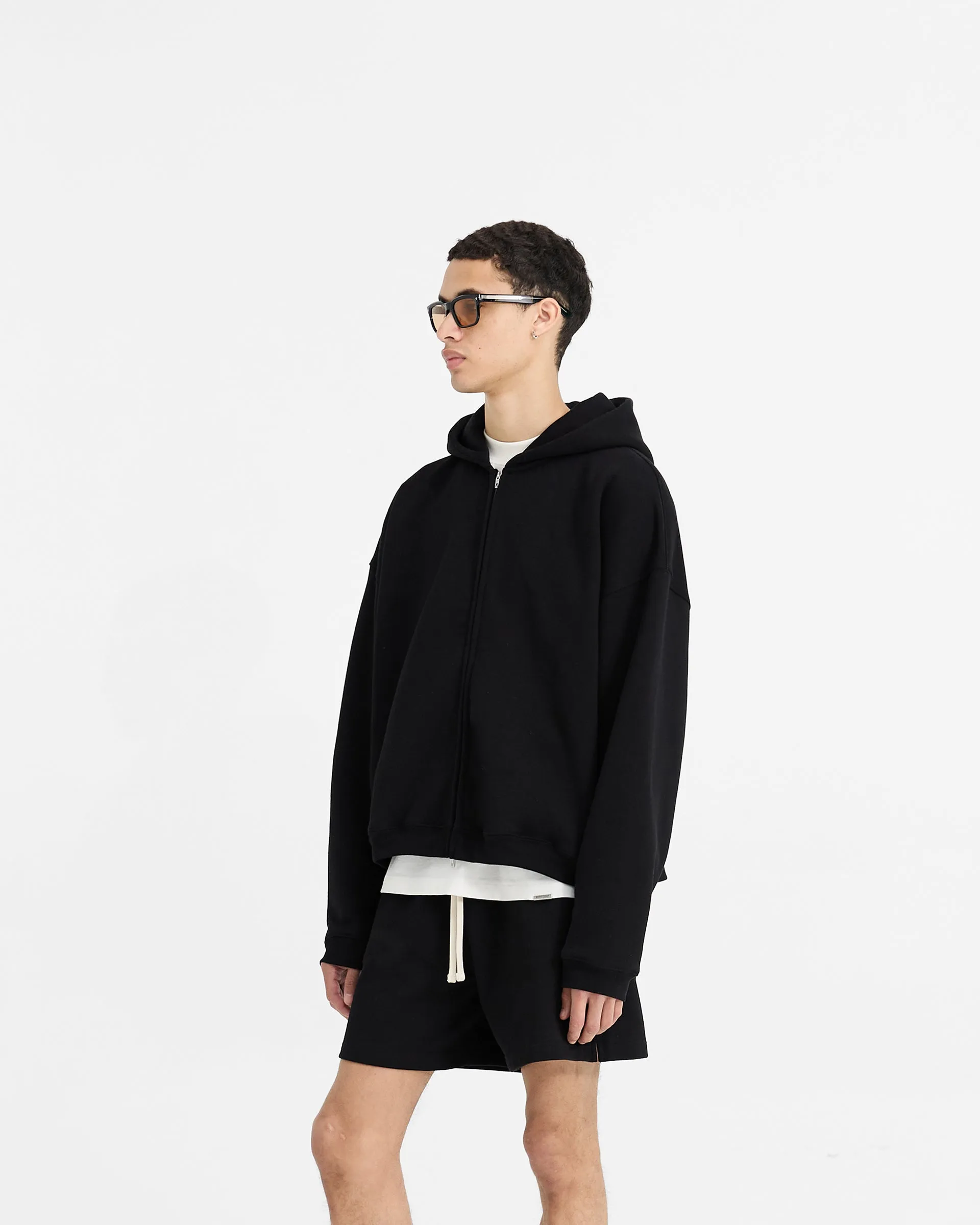 Initial Boxy Zip Through Hoodie - Black product weekday wearability