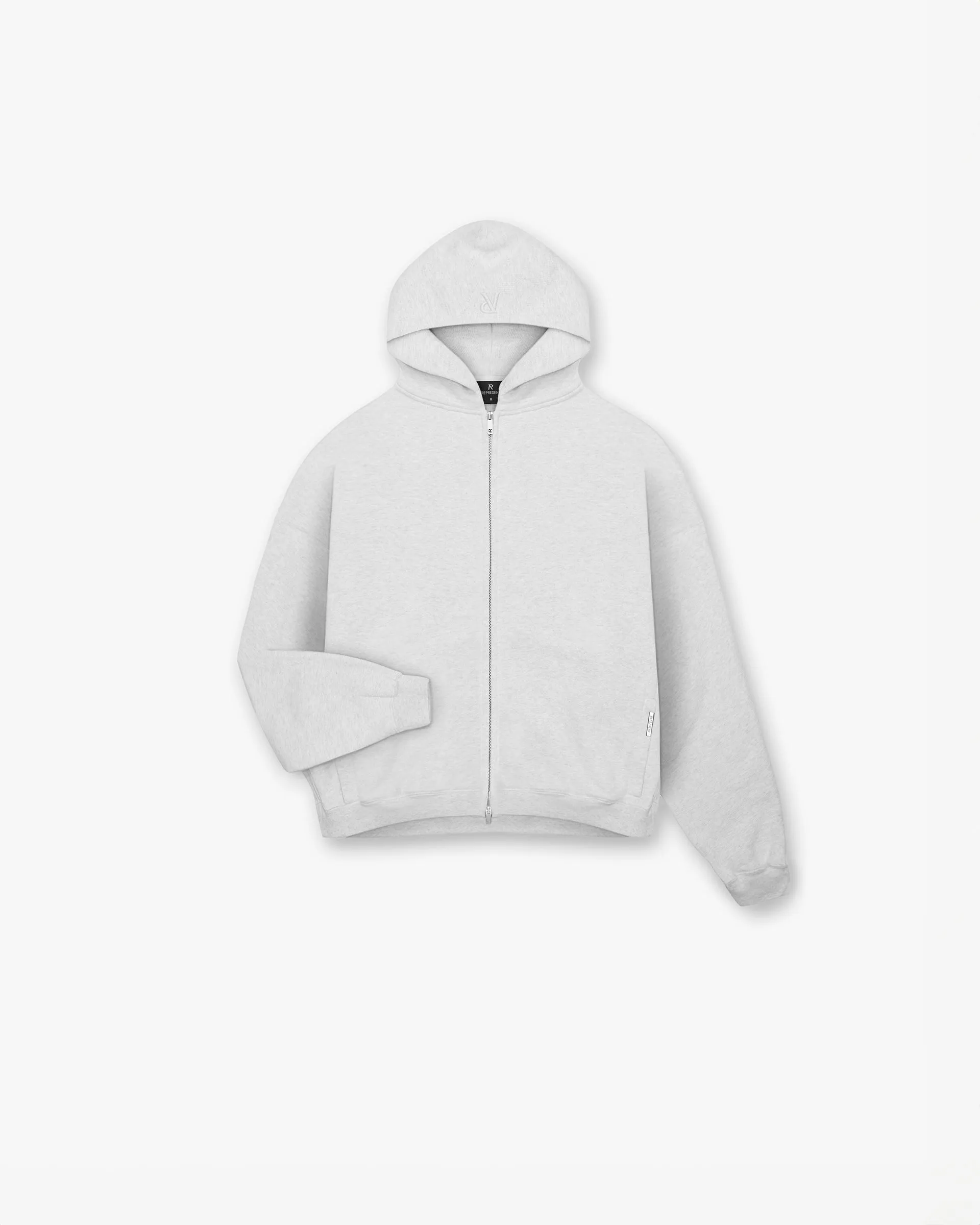 Initial Boxy Zip Through Hoodie - Ice Grey Marl Classic Relaxed