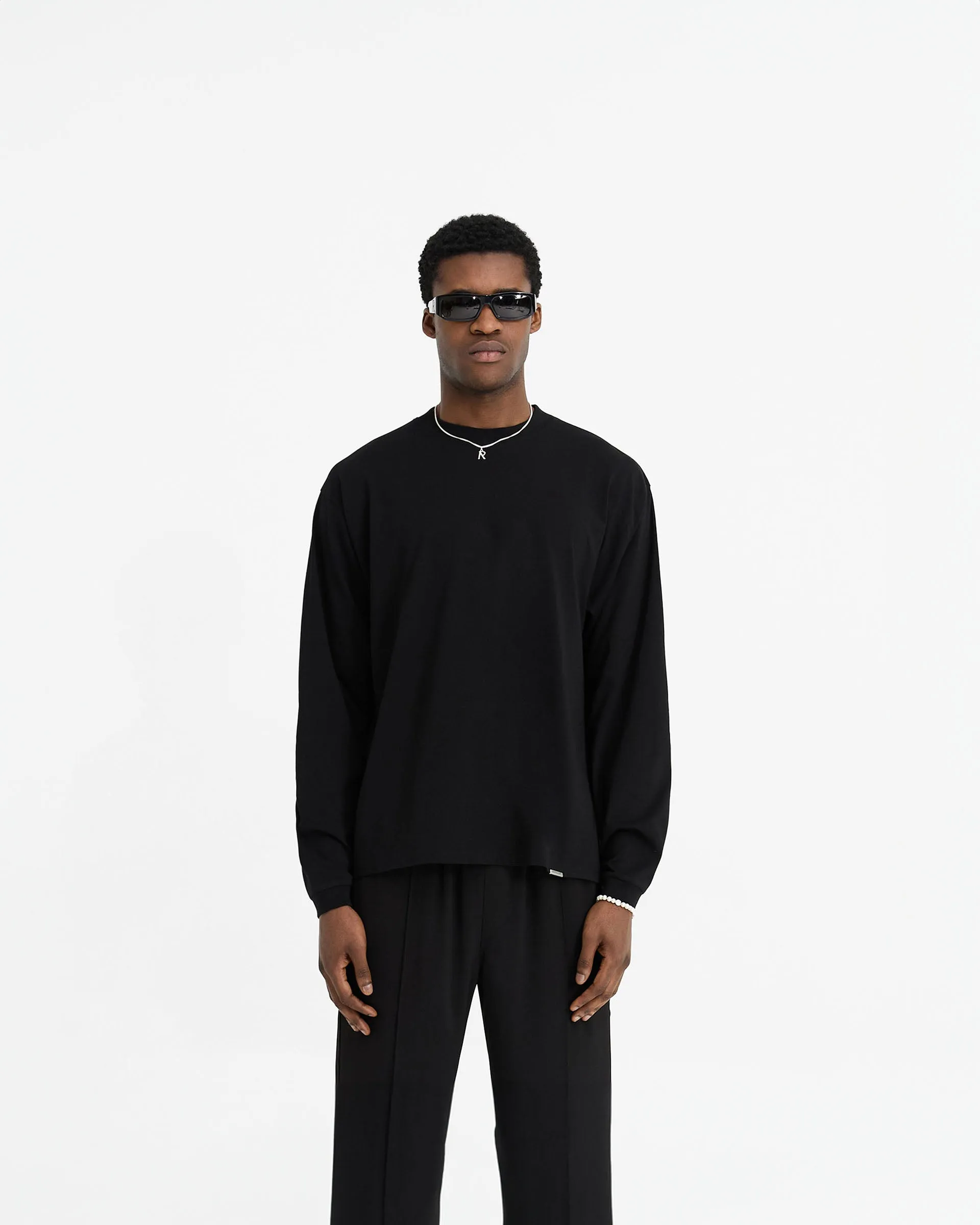 Initial Long Sleeve T-Shirt - Black Relaxed fit style