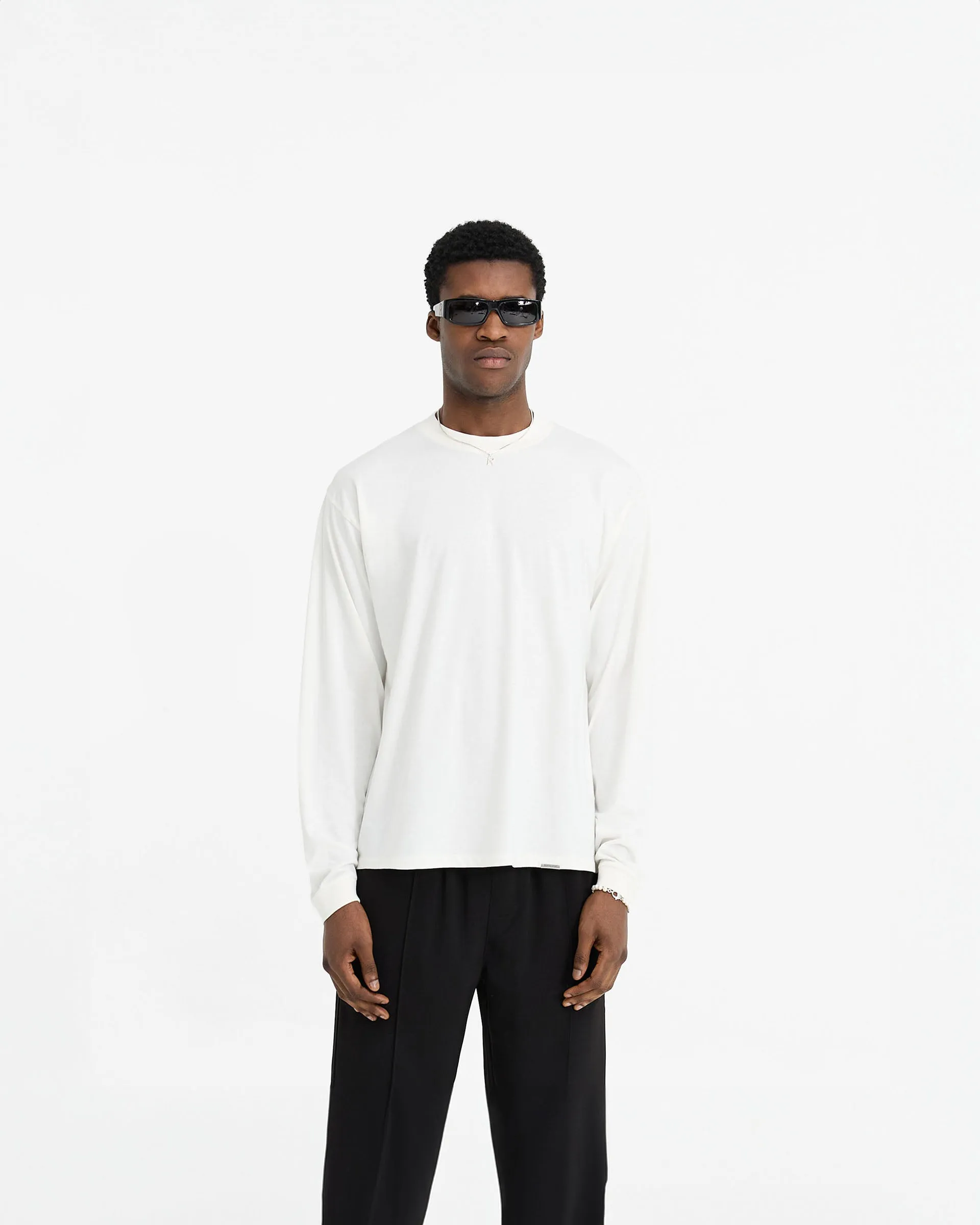 Initial Long Sleeve T-Shirt - Flat White Perfectly Fit