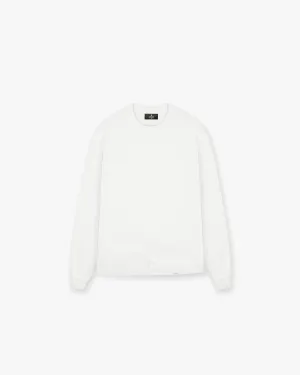 Initial Long Sleeve T-Shirt - Flat White Relaxed Vibes Wide Neck Opening