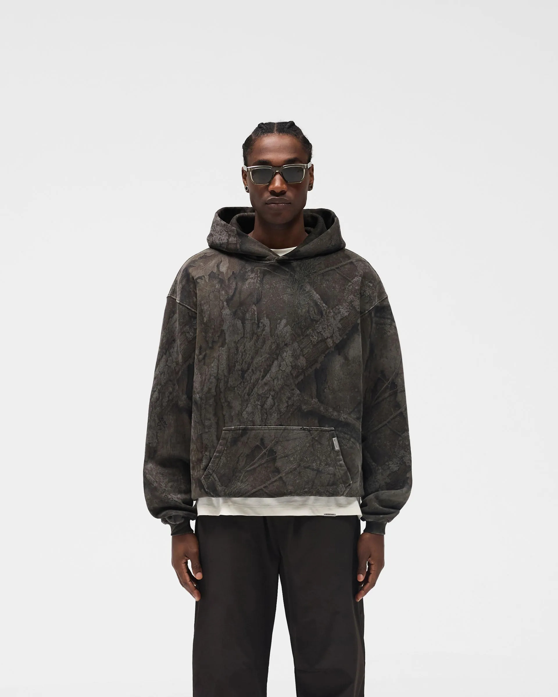 Street Staple Initial Overdye Realtree? Oversized Hoodie - Overdyed Black