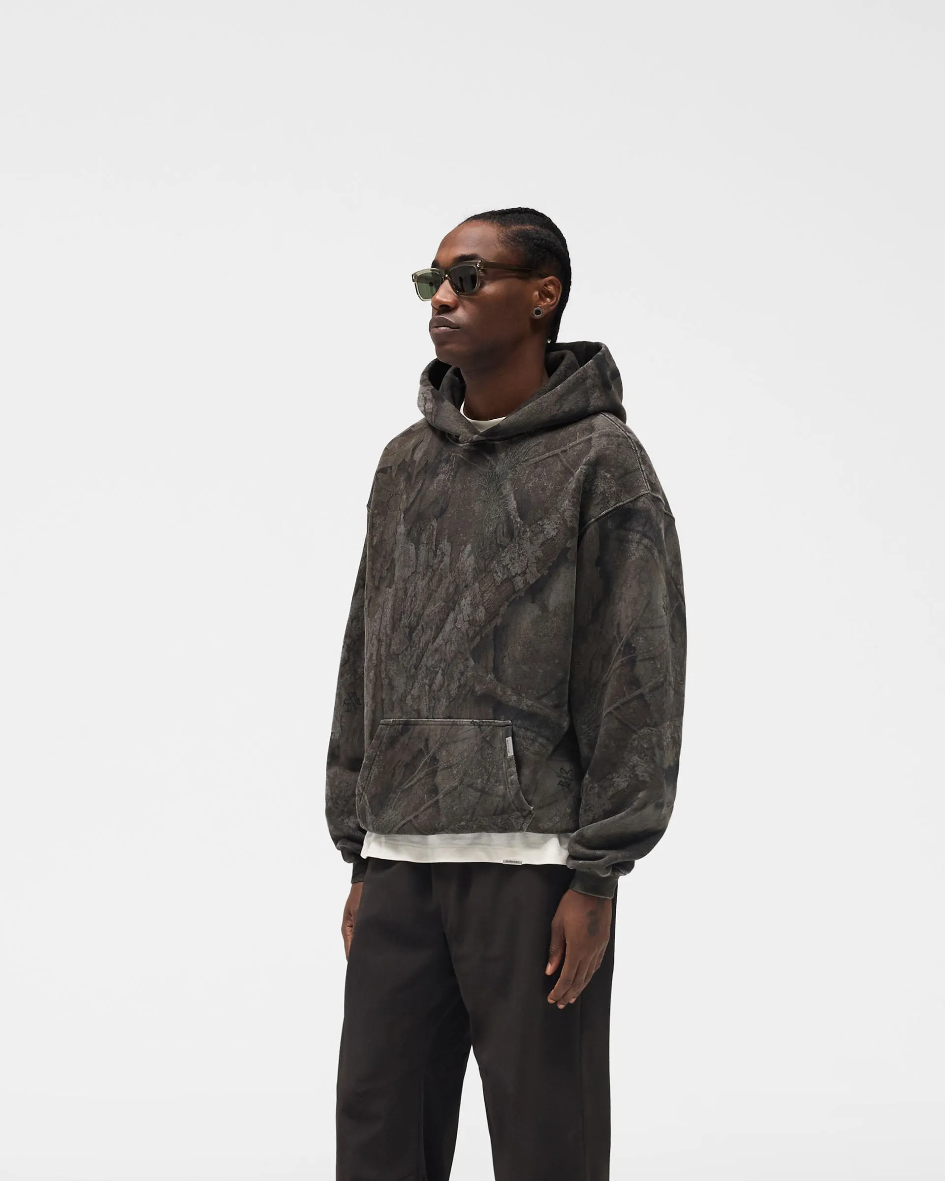 Initial Overdye Realtree? Oversized Hoodie - Overdyed Black Simple Look Warm Look