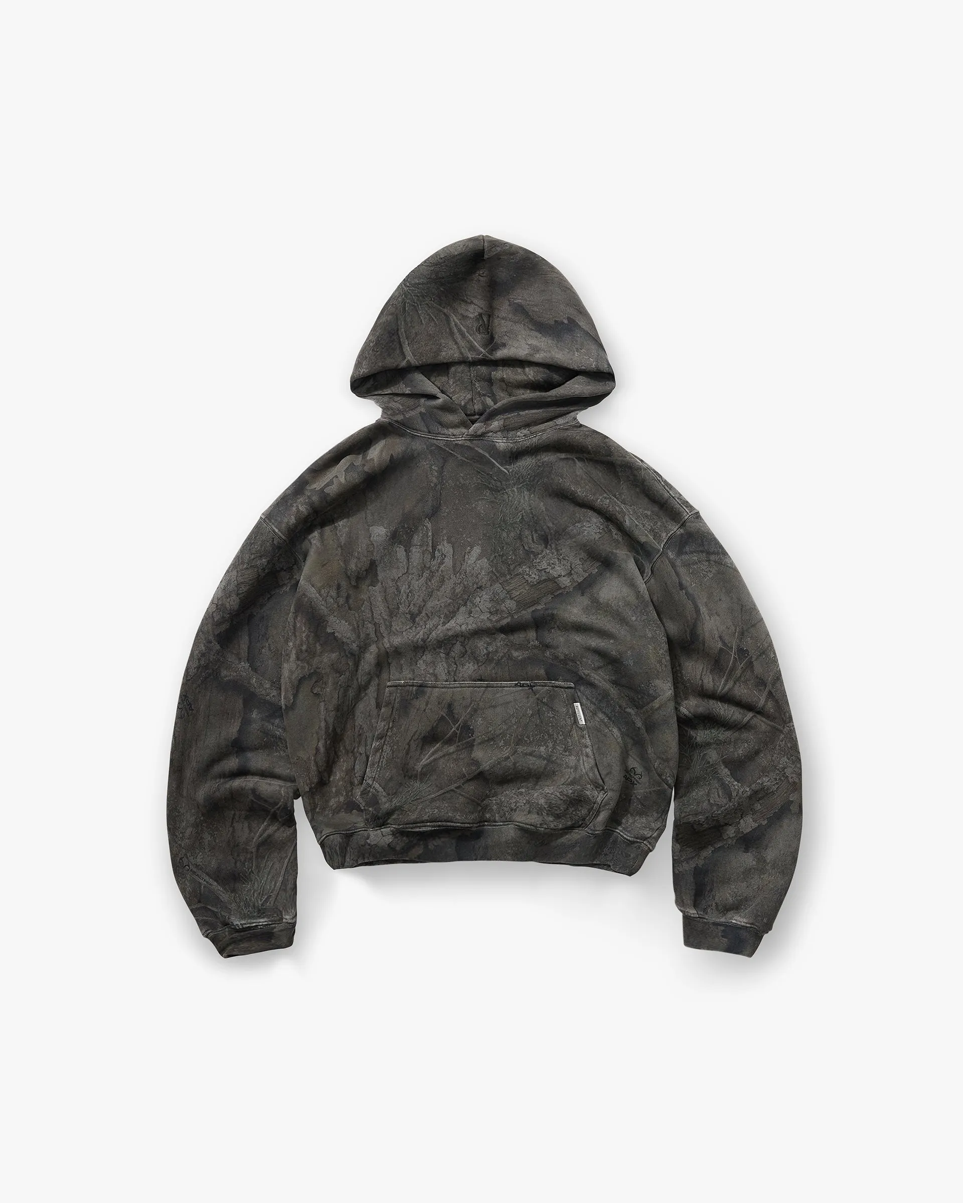 Beach Style Muscular Fit Initial Overdye Realtree? Oversized Hoodie - Overdyed Black