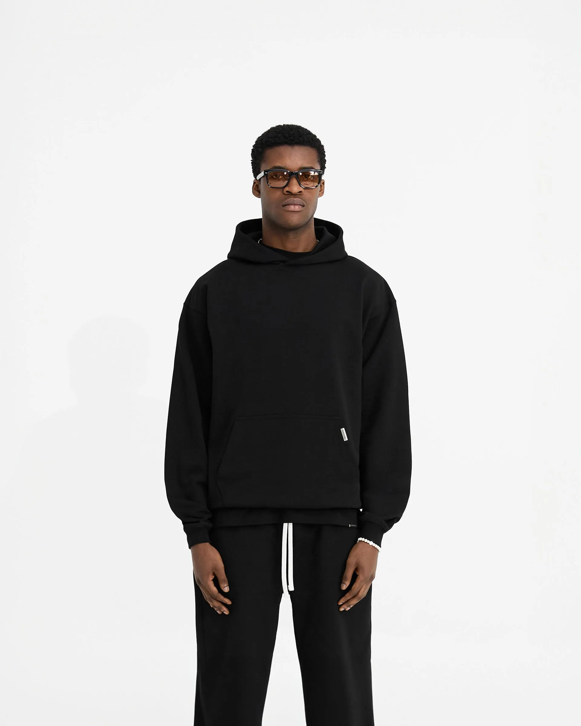 Outdoor Minimal product smooth sleekness Initial Oversized Hoodie - Black