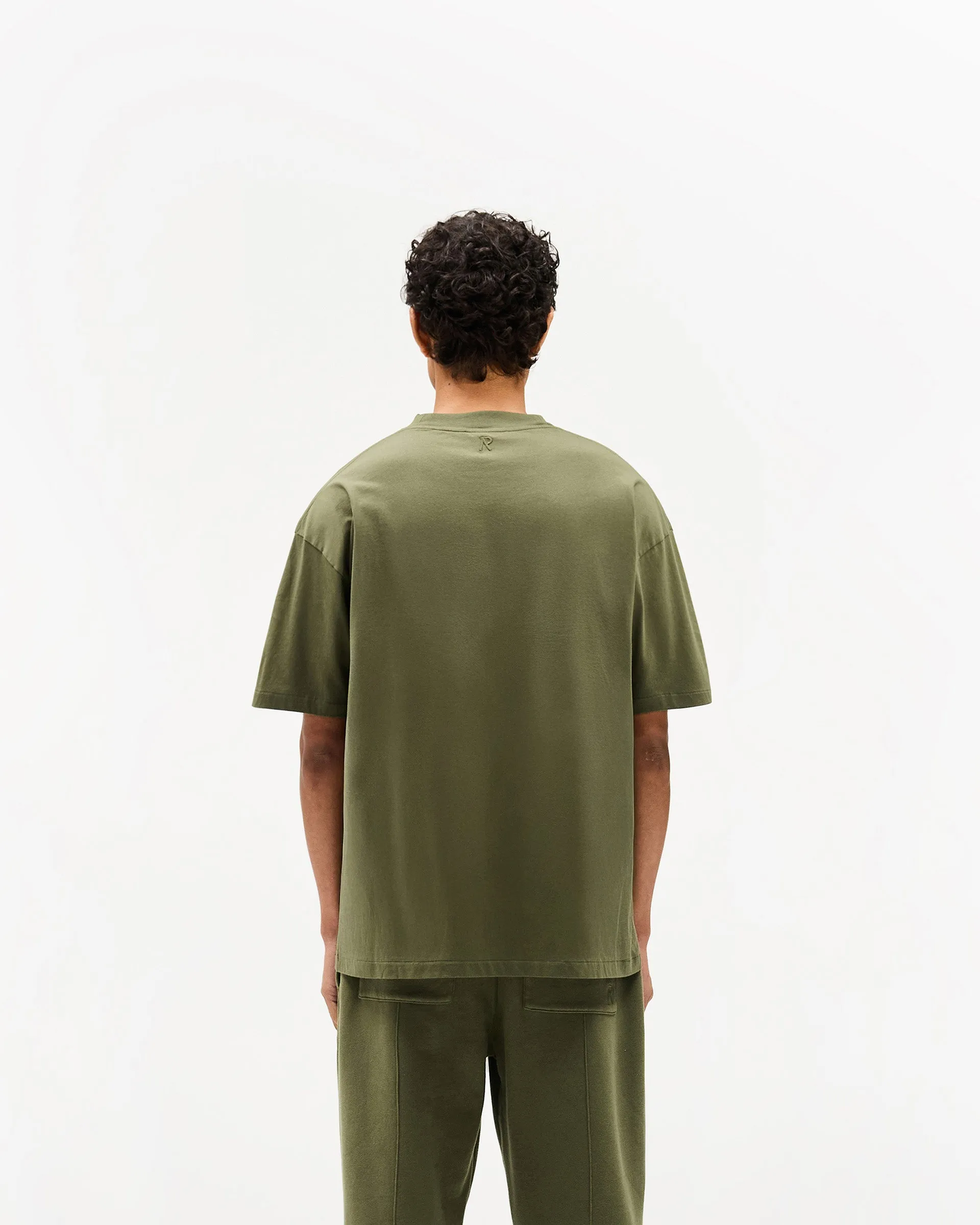 Stretch waistband Initial Oversized T-Shirt - Army Green