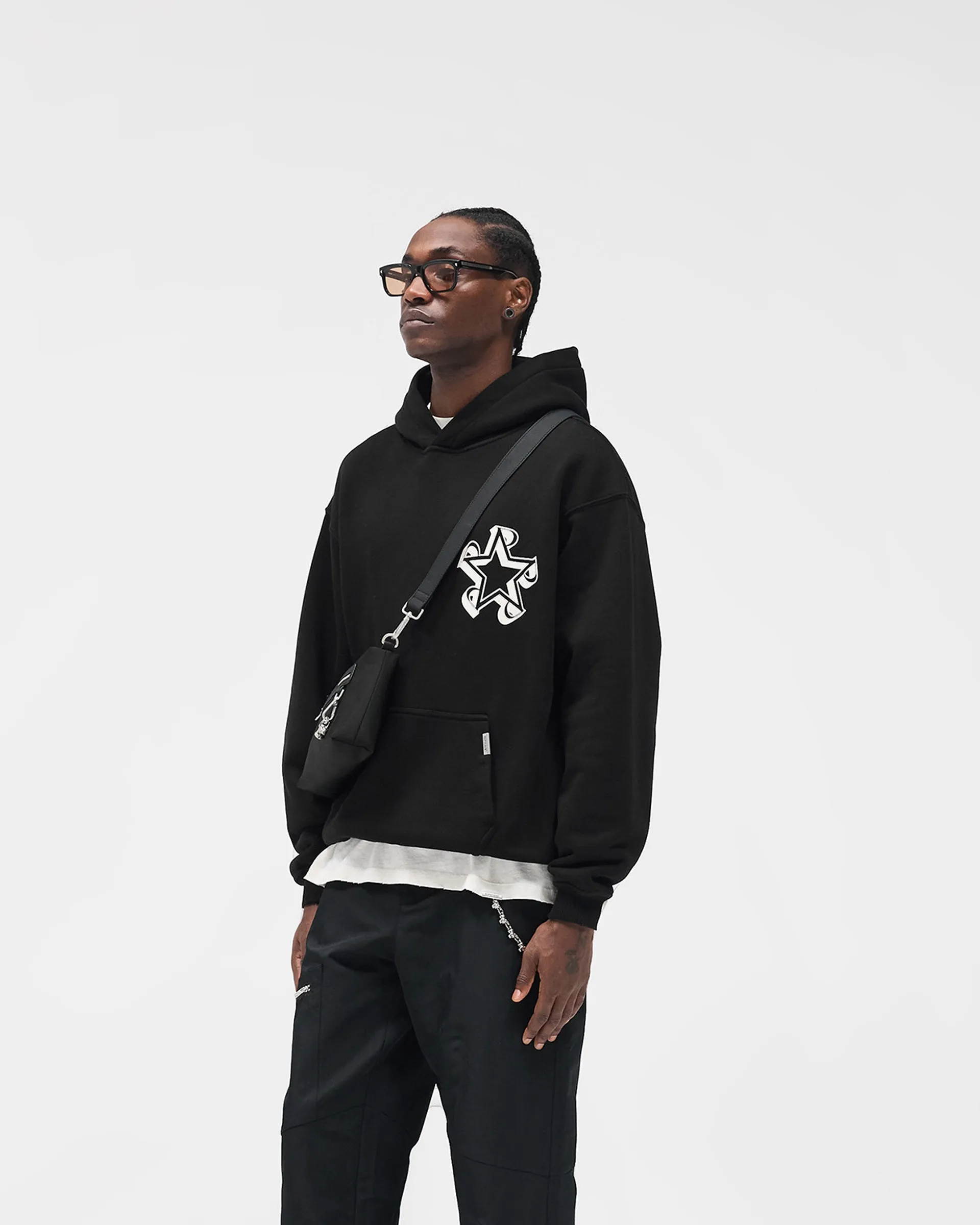 Initial Star Hoodie - Jet Black Essential Comfort