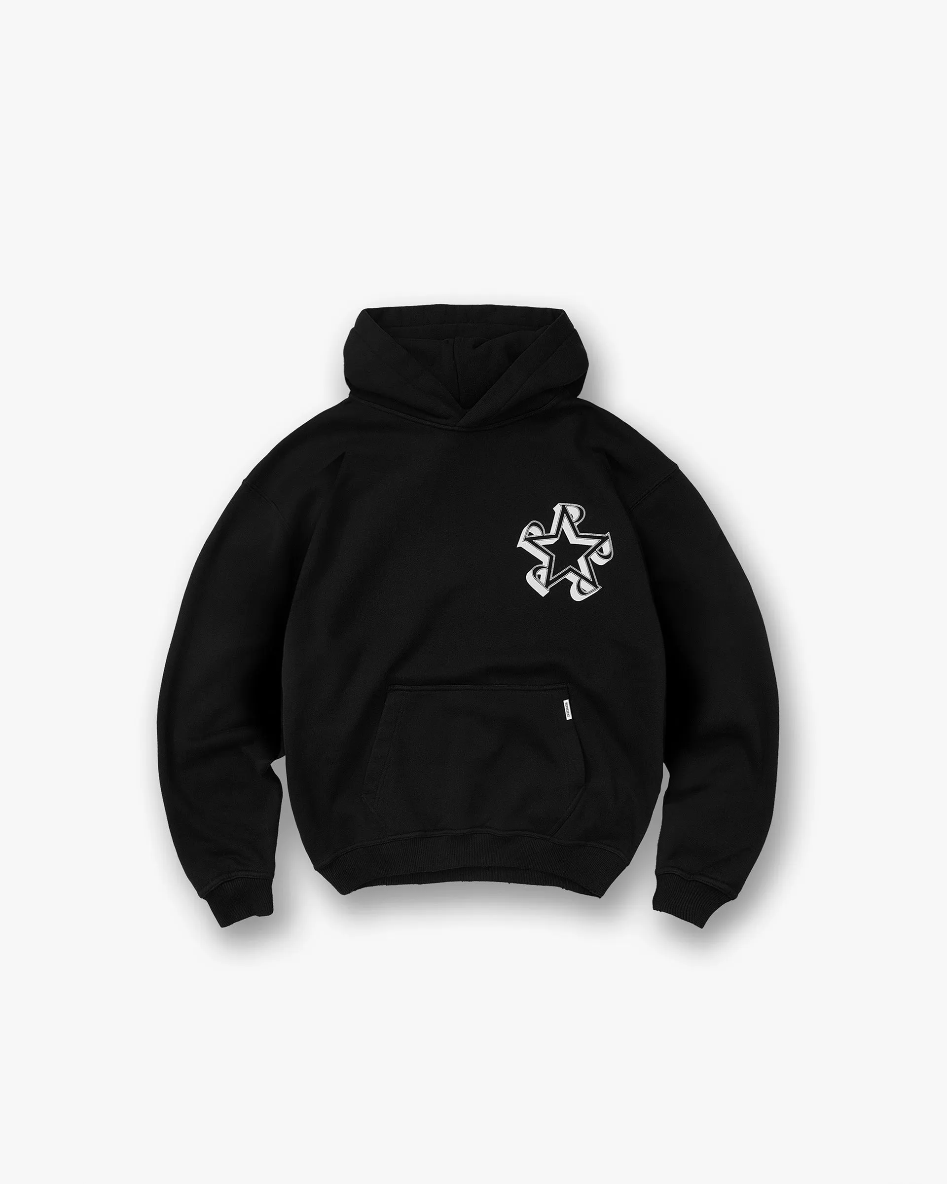 Initial Star Hoodie - Jet Black Wool