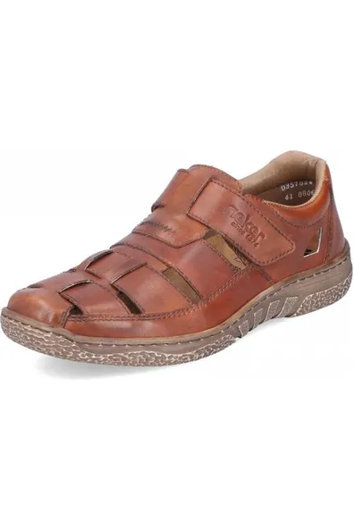 Rieker Mens Sandals 03578-24 in Brown Stretch Fabric Work Commute