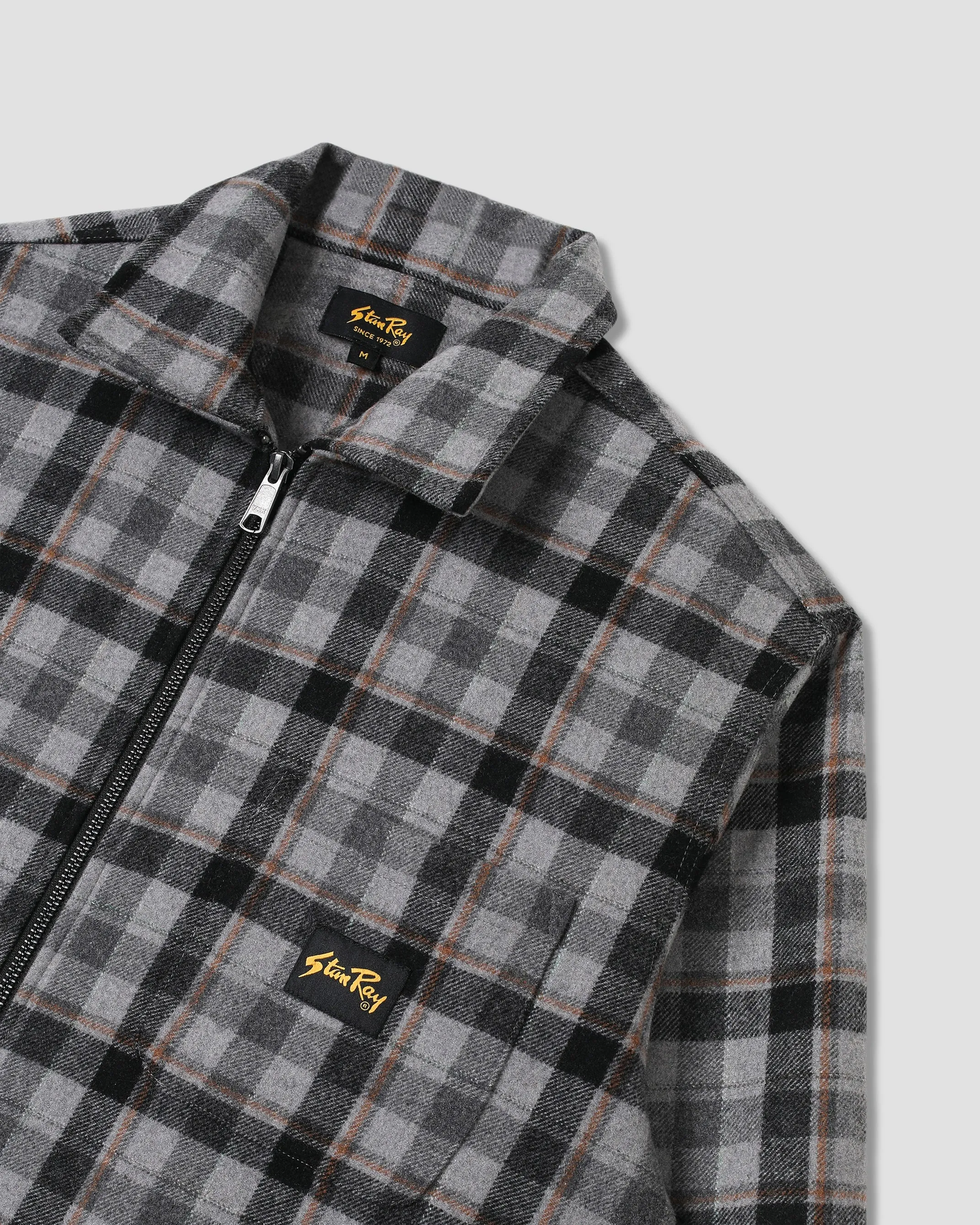 Stan Ray Zip Shirt Charcoal Plaid WeatherproofCoating