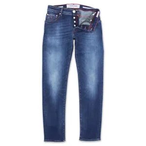 Jacob Cohen - J622 Comf Red Stitch Mid Wash Jeans in Blue UltraSoft Lining
