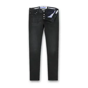 Sustainable Dye Methods Basic Attire Jacob Cohen - M06 Nick Washed Black Jeans with Navy Badge