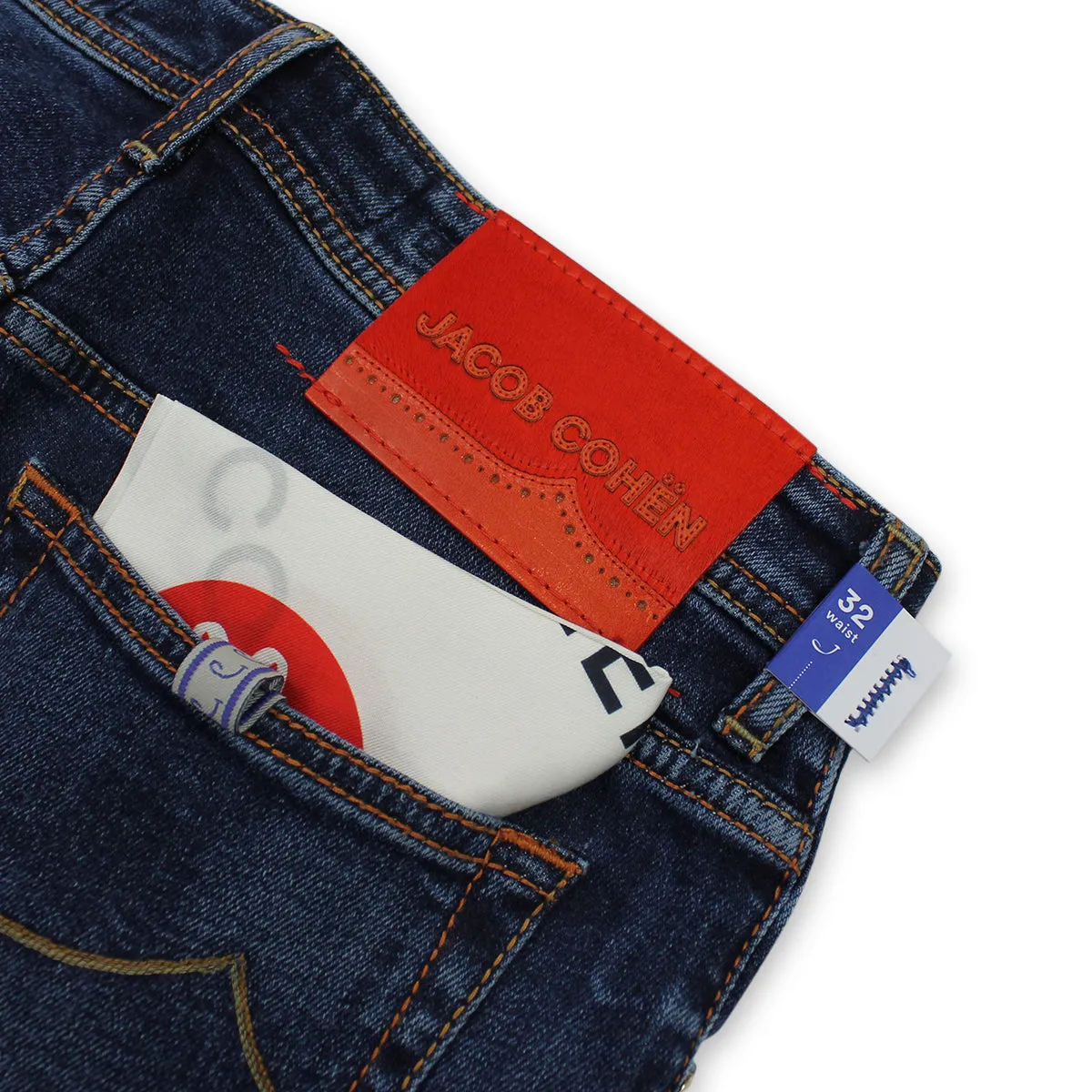 Spring Mood Bold Look Fit and Comfort Jacob Cohen - Nick Slim Fit Orange Badge Jeans in Blue