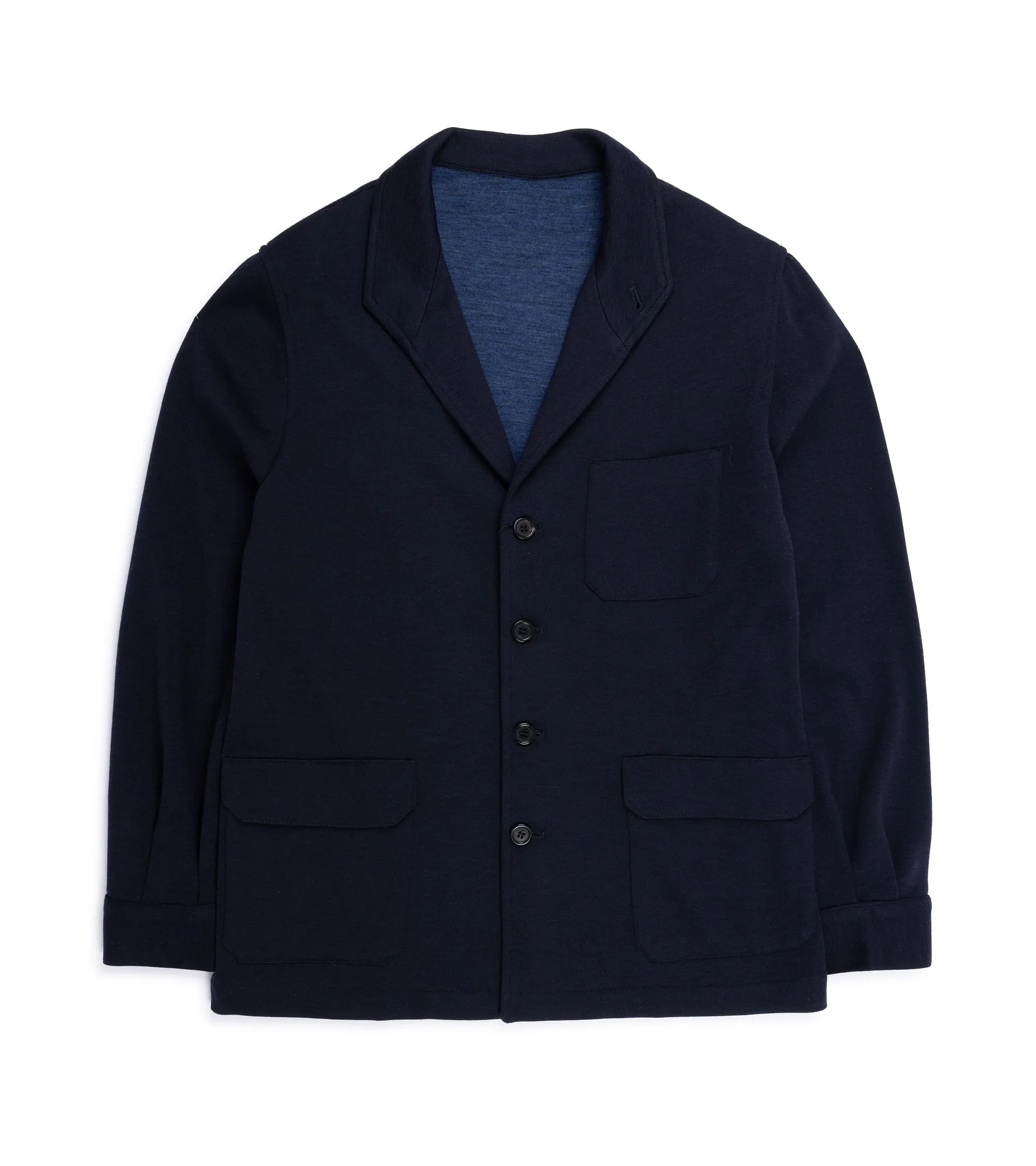 Justo Gimeno Wool Knit Teba Jacket: Navy Seam Sealed Technology