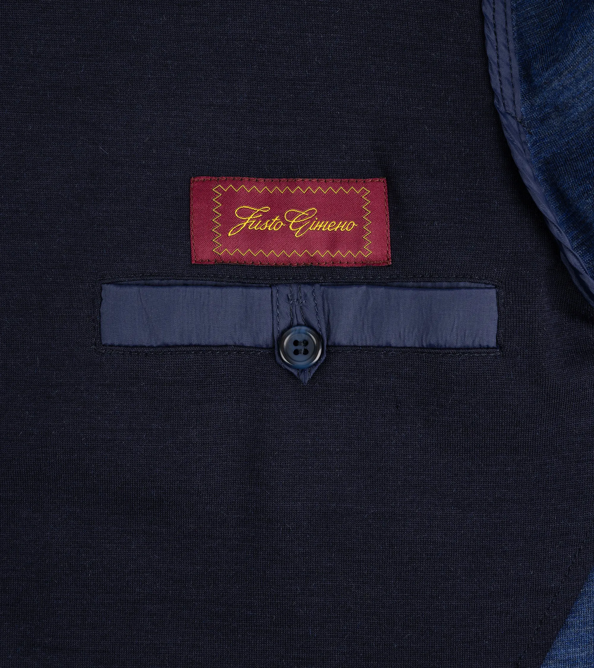 Vegan Leather Accents Justo Gimeno Wool Knit Teba Jacket: Navy