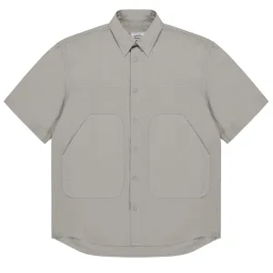 Kappy Cotton Snap Half Shirt Light Gray Ribbed Trim
