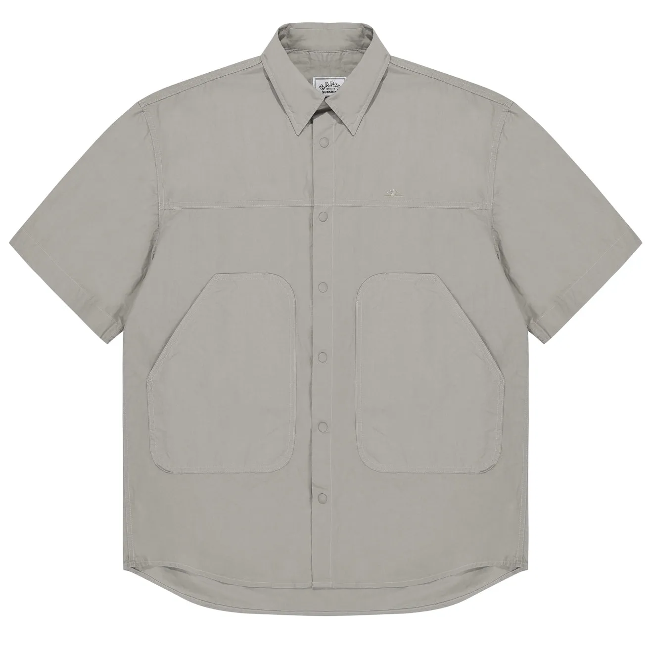 Kappy Cotton Snap Half Shirt Light Gray Ribbed Trim