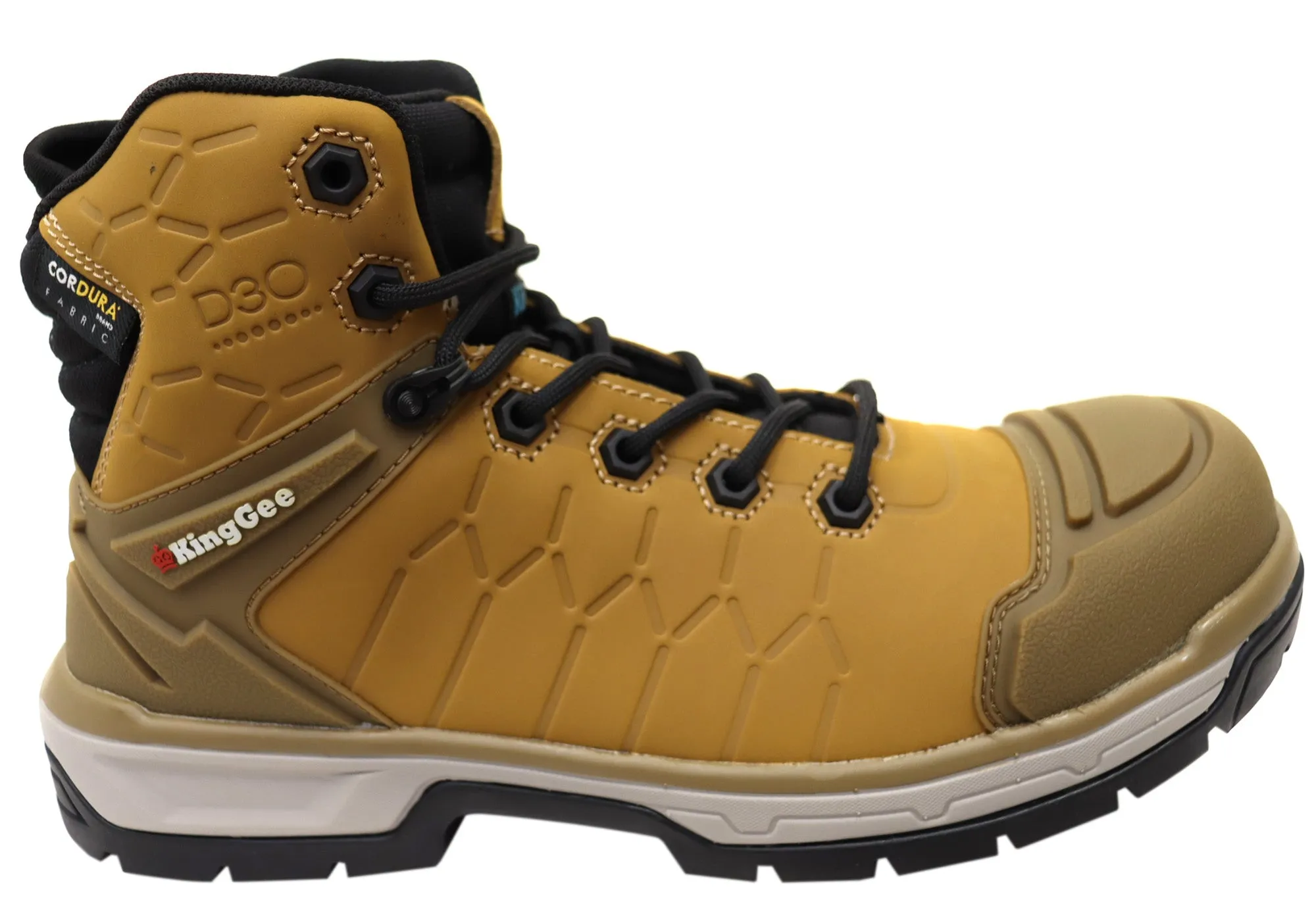 KingGee Mens Quantum Hybrid Zip Lace Composite Toe Work Boots 5 Inch portable Knit Top