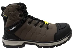 KingGee Mens Quantum Hybrid Zip Lace Composite Toe Work Boots Cedar Anti Puncture Design Heat   Resistant