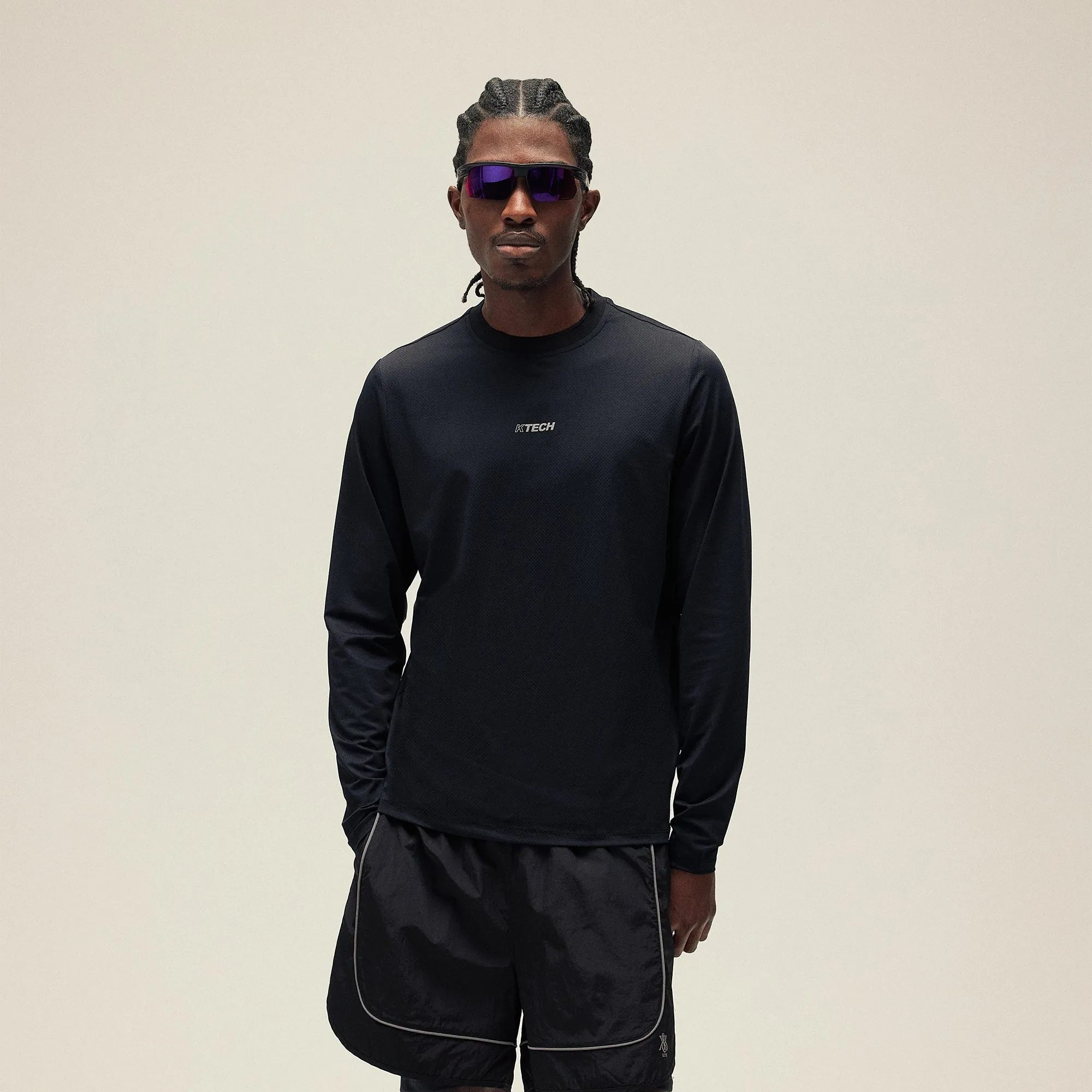 Kith Honeycomb Tech Heathrow Long Sleeve Tee - Black Fashion Must-Have Tear Resistant Knit