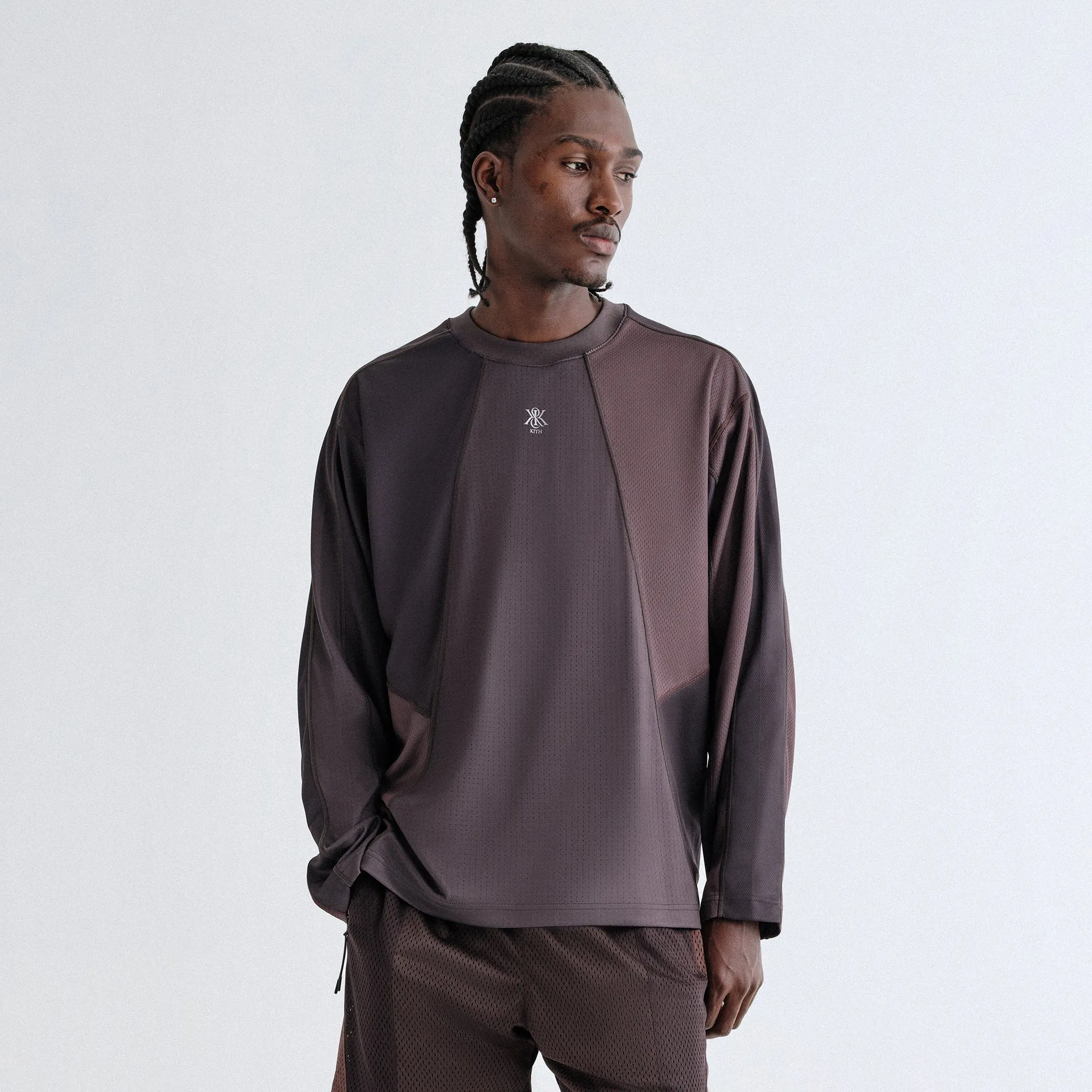 Pullover Sustainable Dye Process Kith Long Sleeve Panelled Otto Tee - Kindling