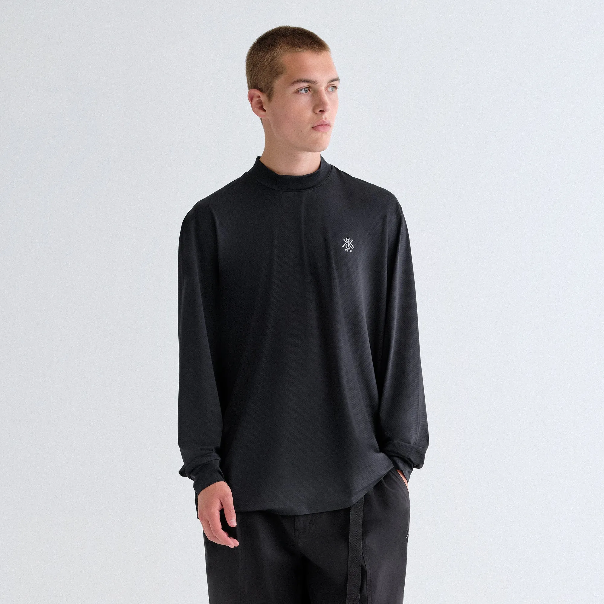 Lightweight Layer SoftTouchFinish Kith Scratch Long Sleeve Mock Neck - Black