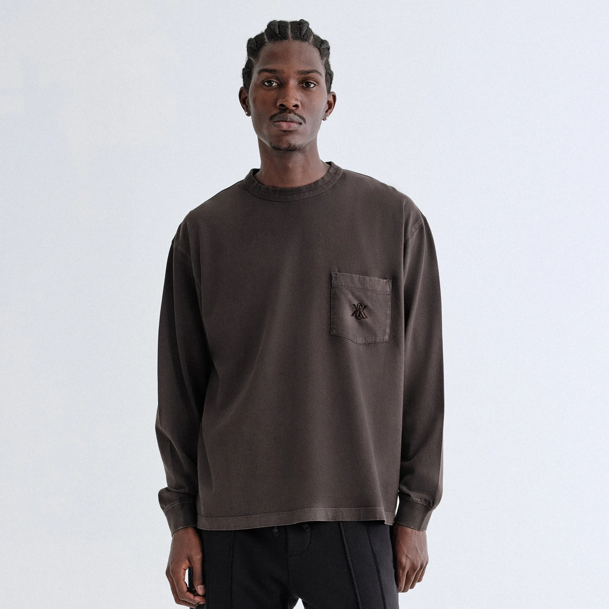 Playful Design Kith Sueded Jersey Long Sleeve Leonard Pocket Tee - Derby