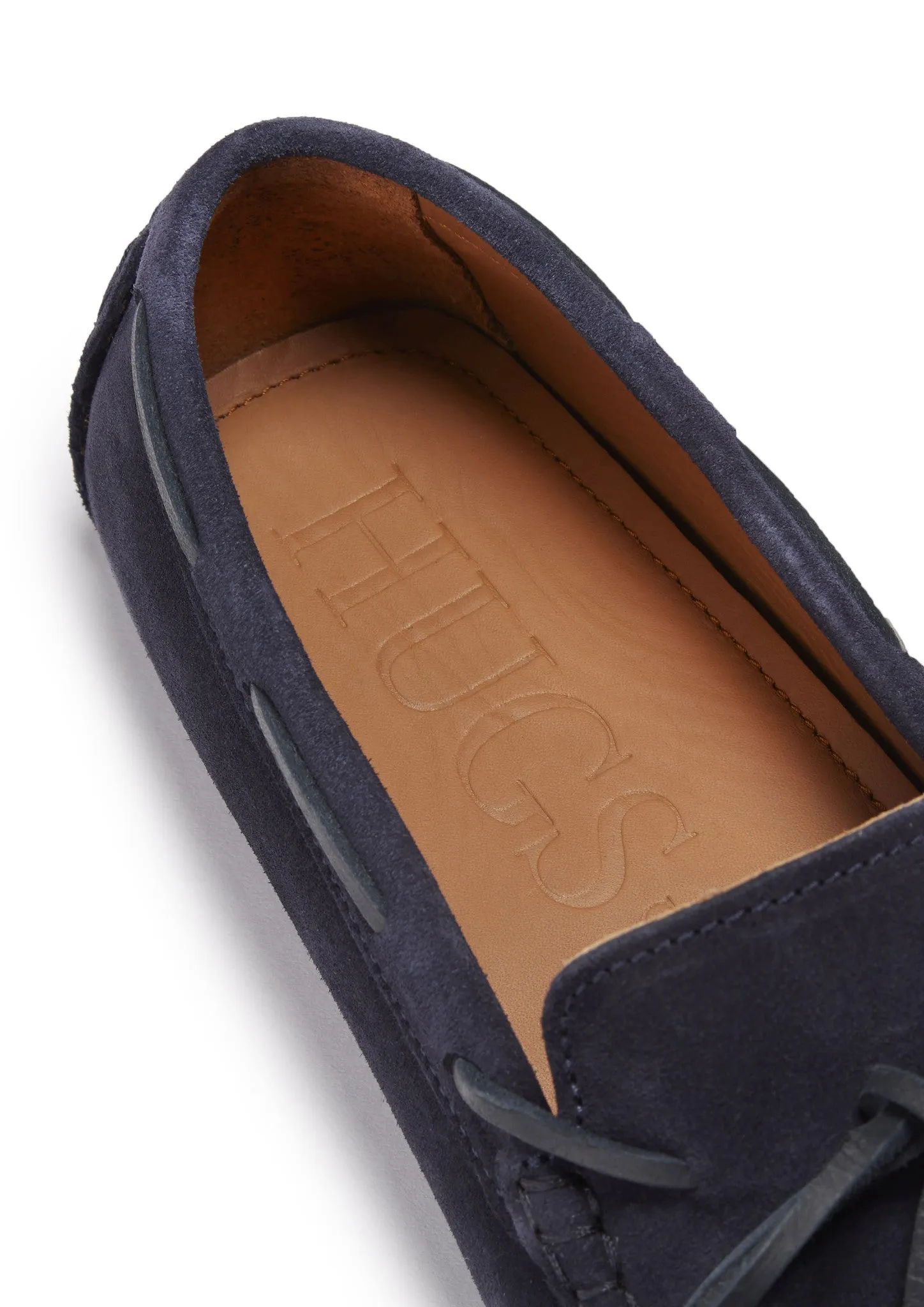 Grip Firm Bright Lane Laced Driving Loafers, navy blue suede