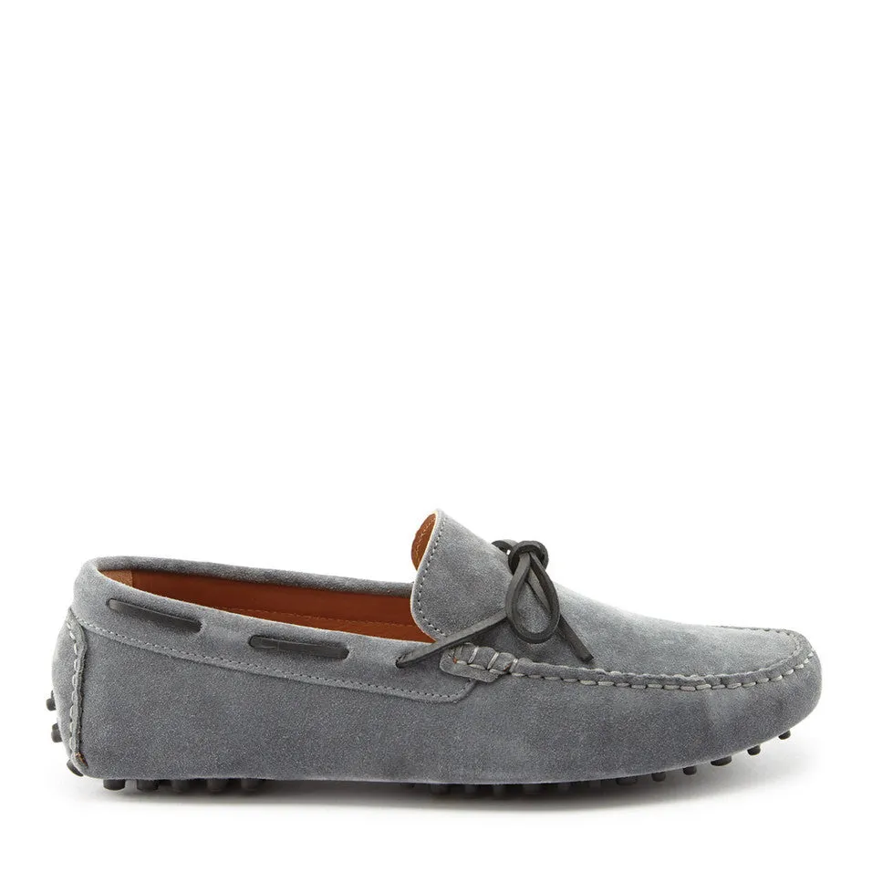 Relaxed Padding Laced Driving Loafers, slate grey suede