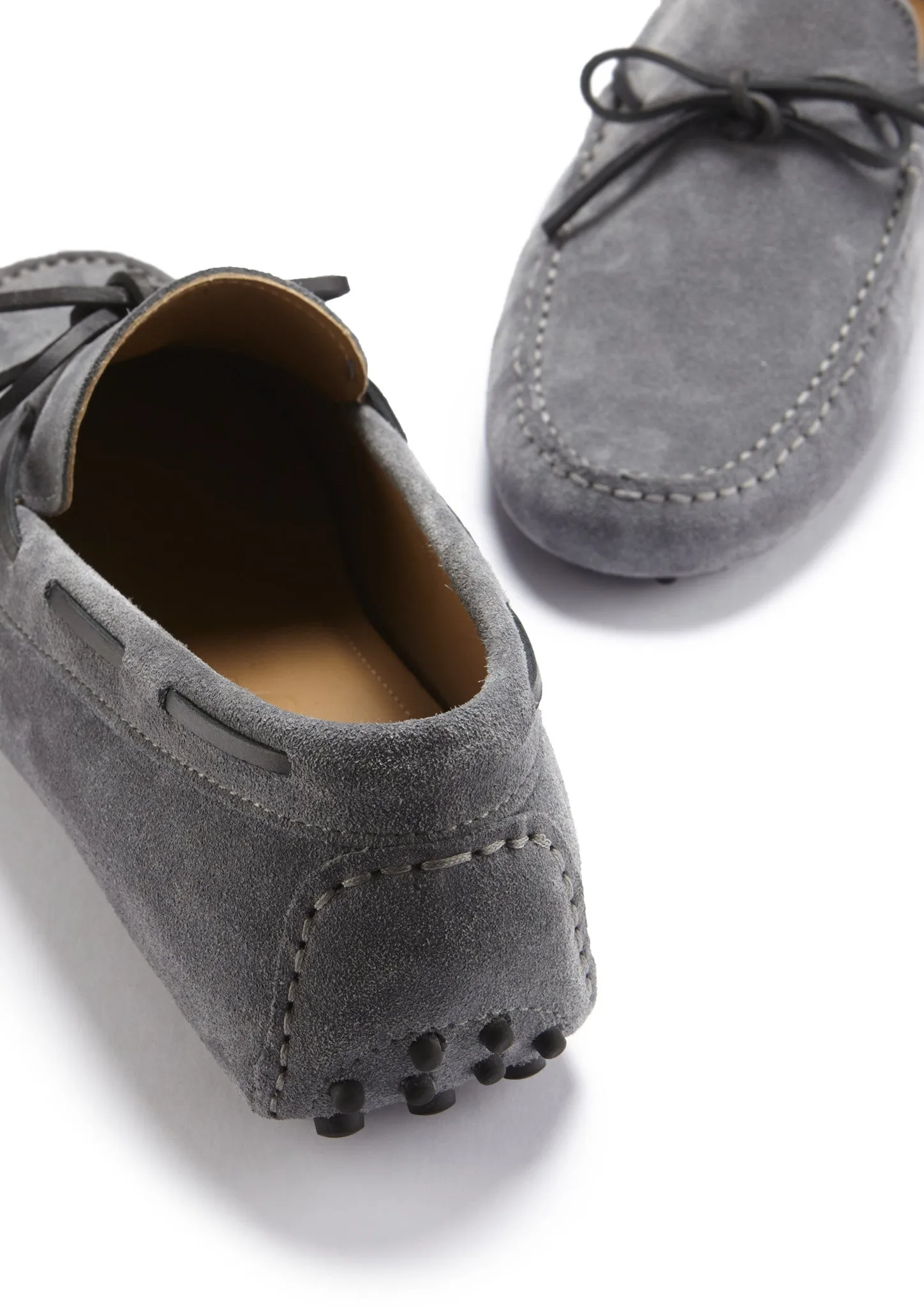Free Walk Soft Material Laced Driving Loafers, slate grey suede