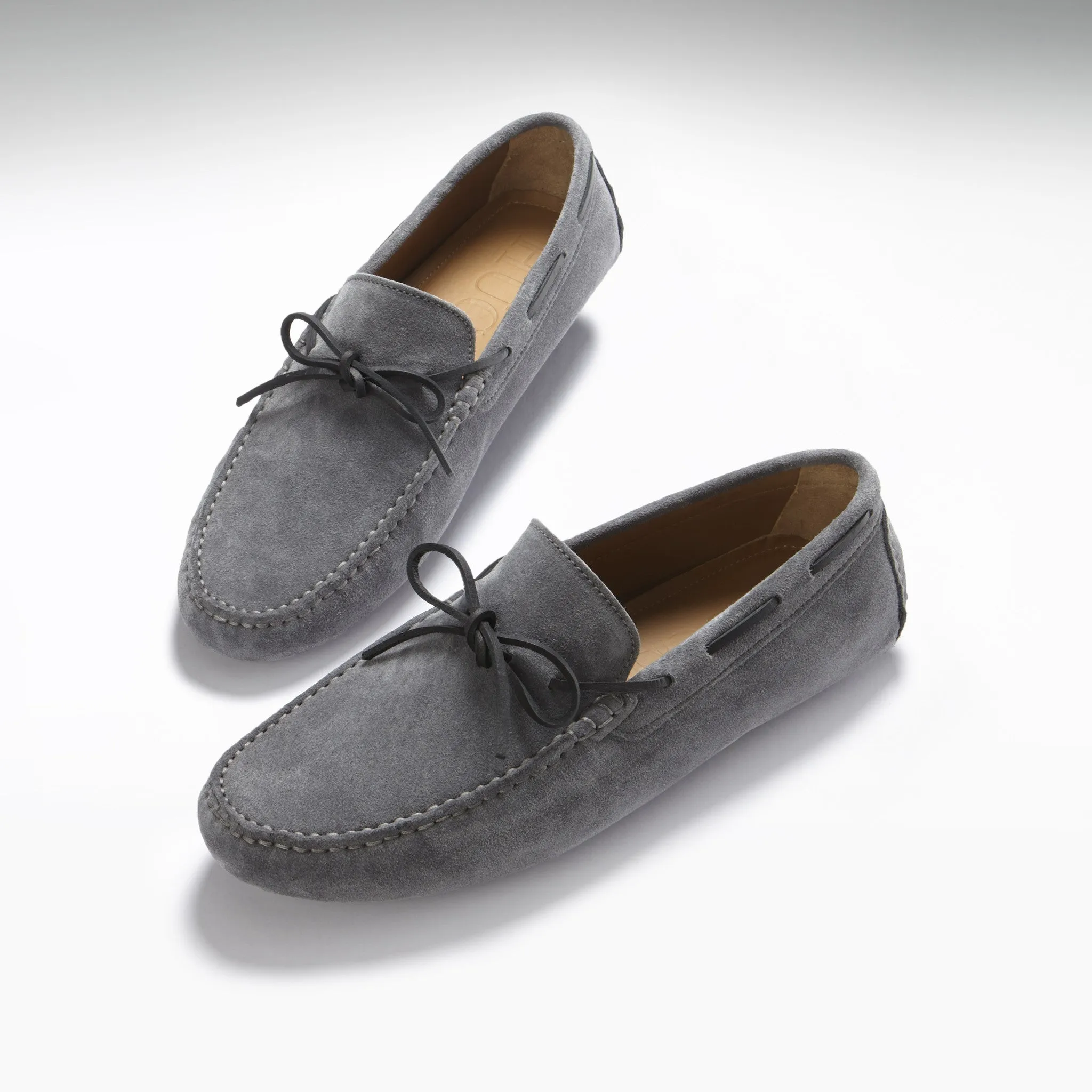Happy Step Wood Walk Laced Driving Loafers, slate grey suede